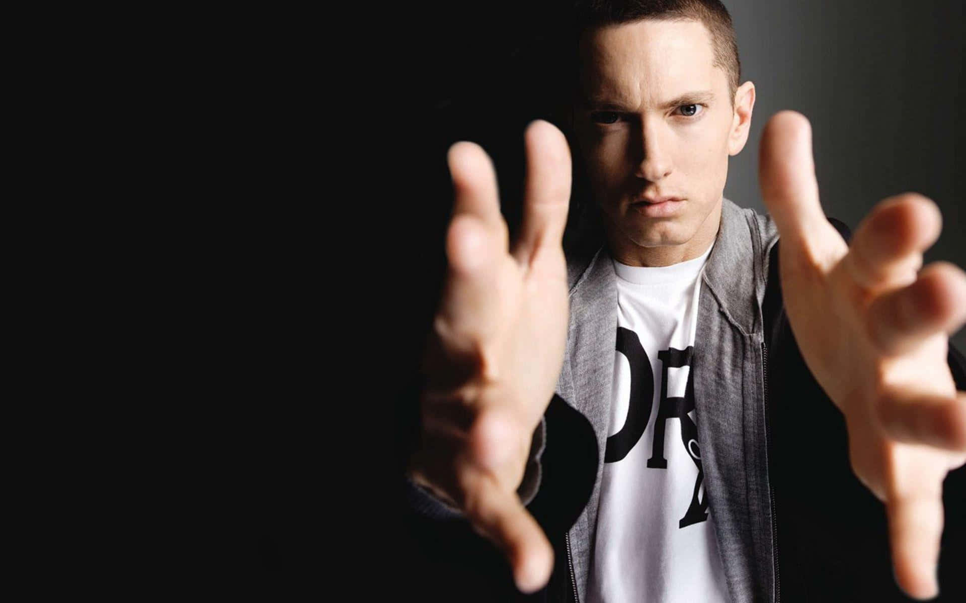 rapper, intense eyes, outstretched hands, Full HD Desktop Wallpaper