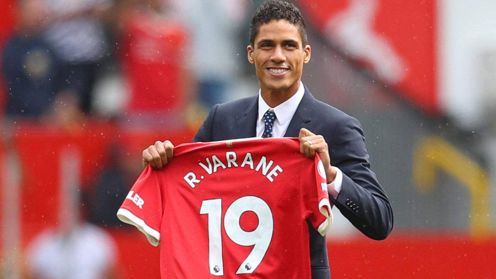Raphael Varane, red football jersey, R VARANE, HD Desktop Wallpaper