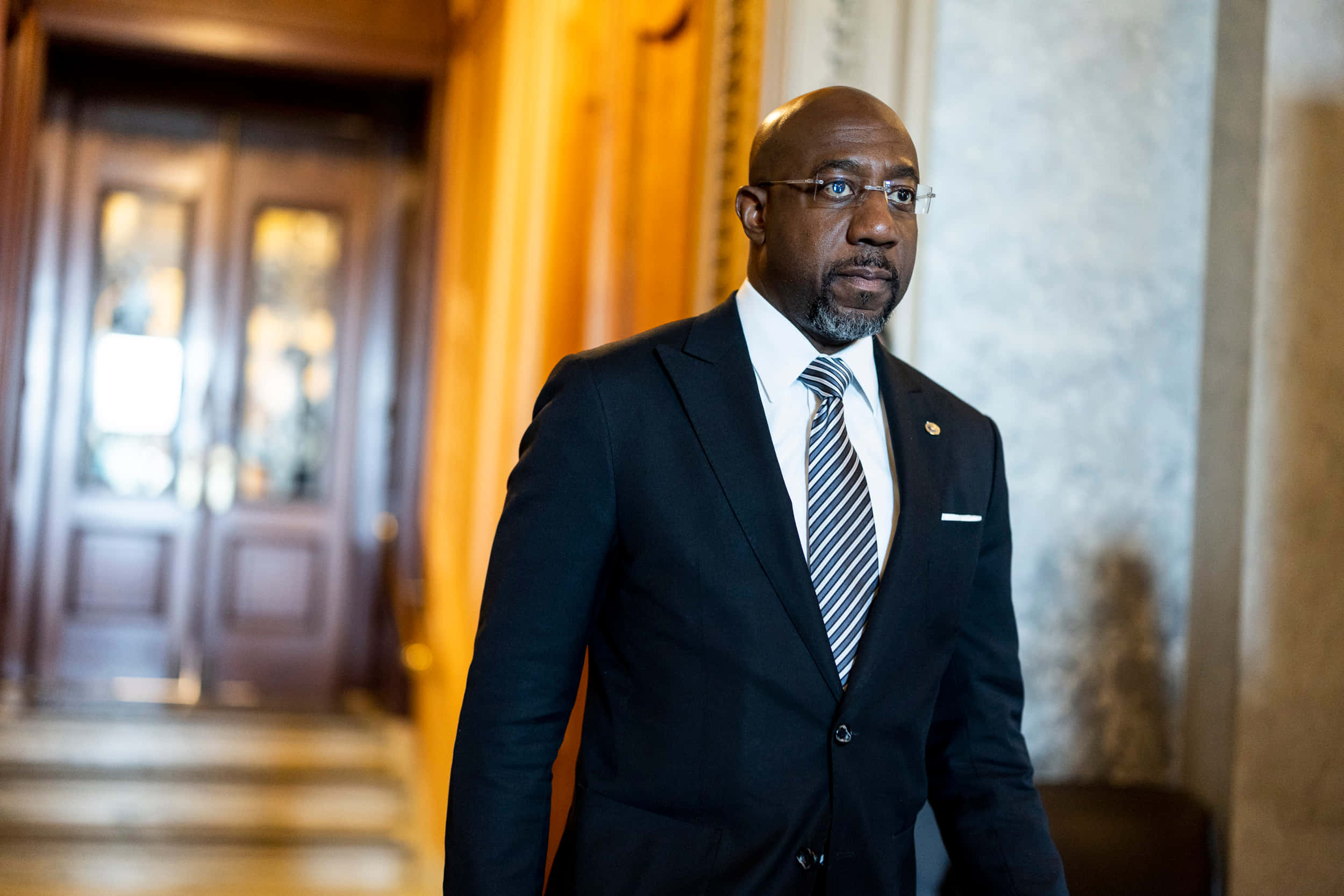 Raphael Warnock, senate chambers, dark suit, Full HD Desktop Wallpaper