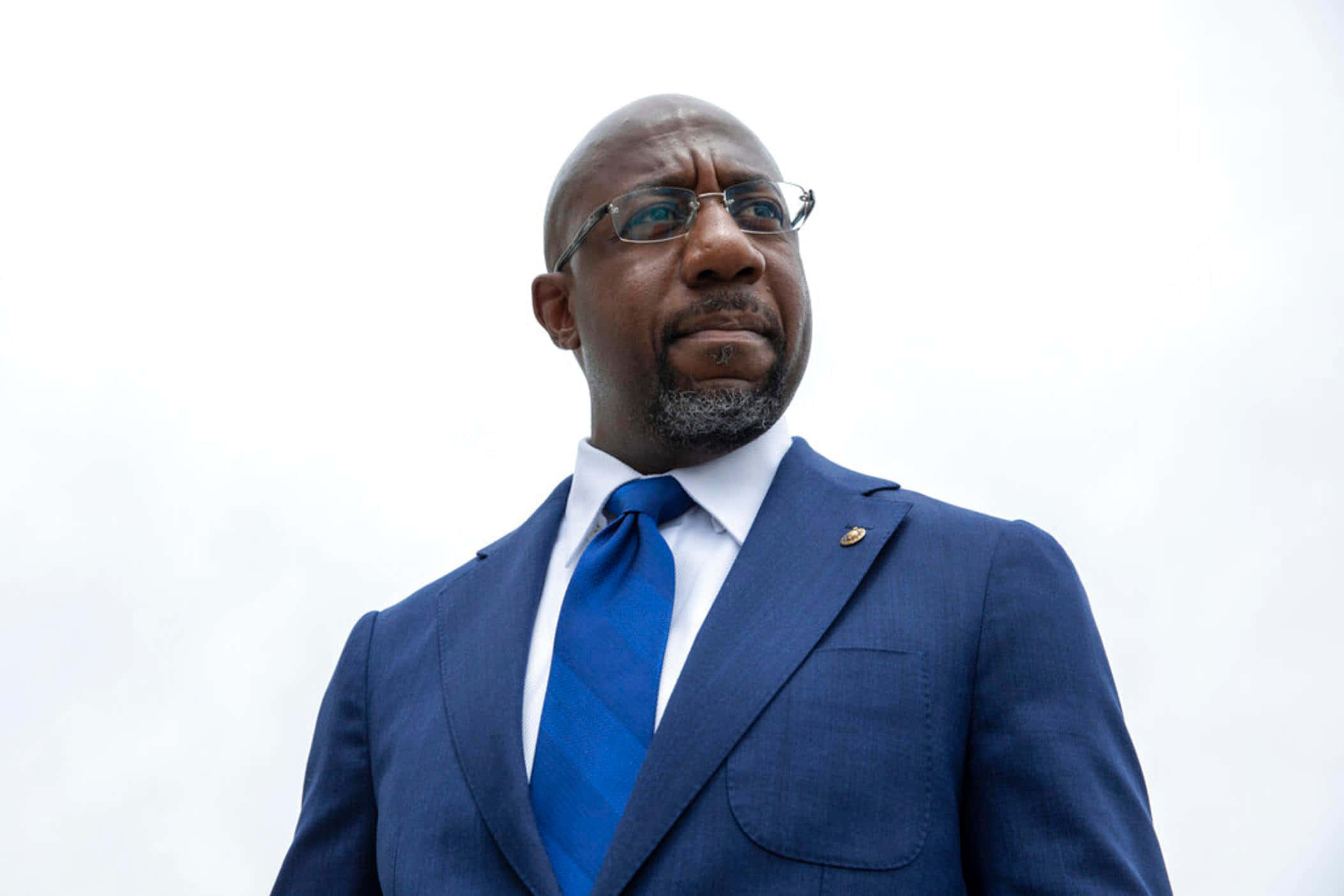 Raphael Warnock, blue suit, glasses, Full HD Desktop Wallpaper