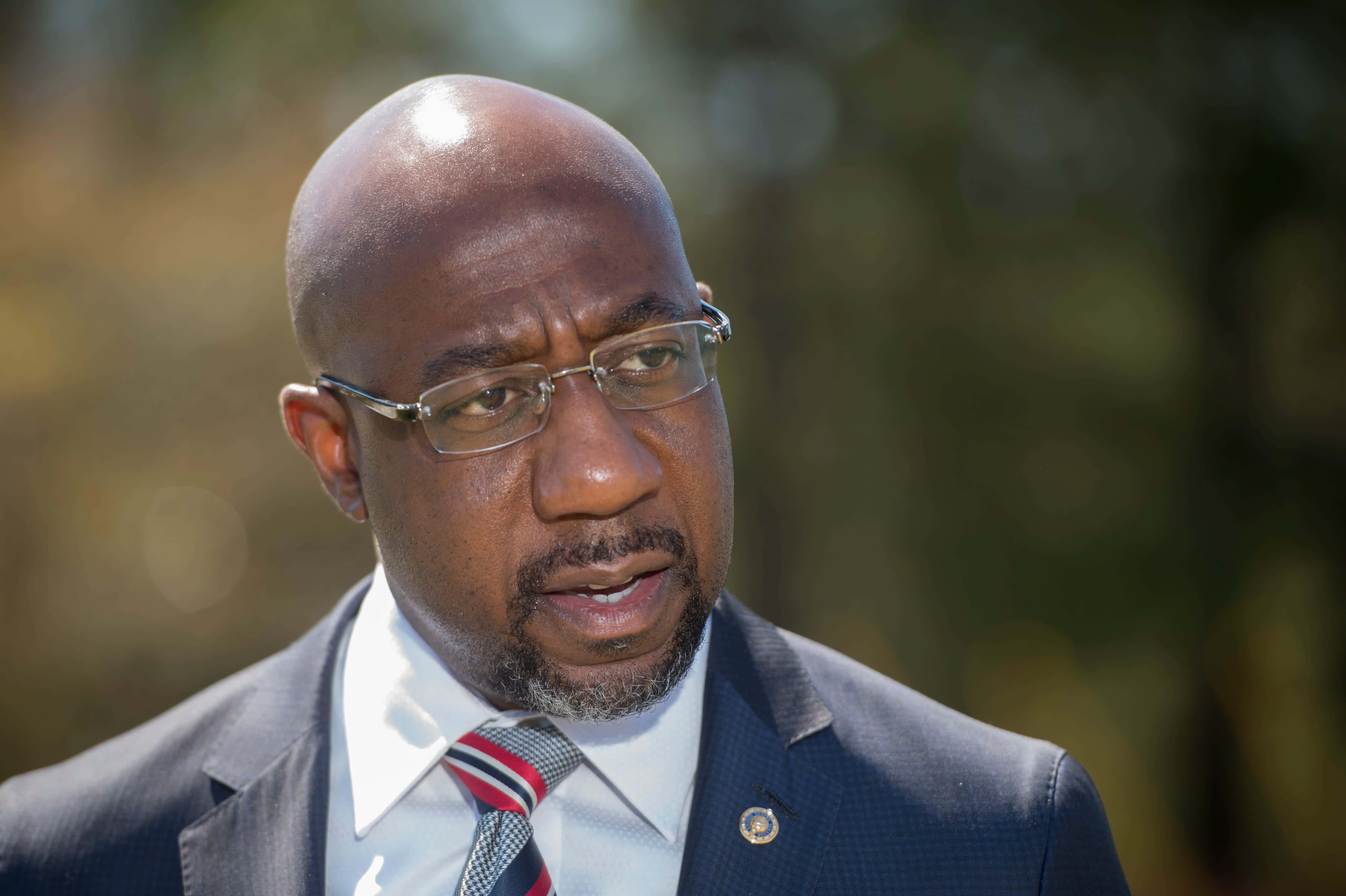 Raphael Warnock, dark suit, glasses, 4K Desktop Wallpaper