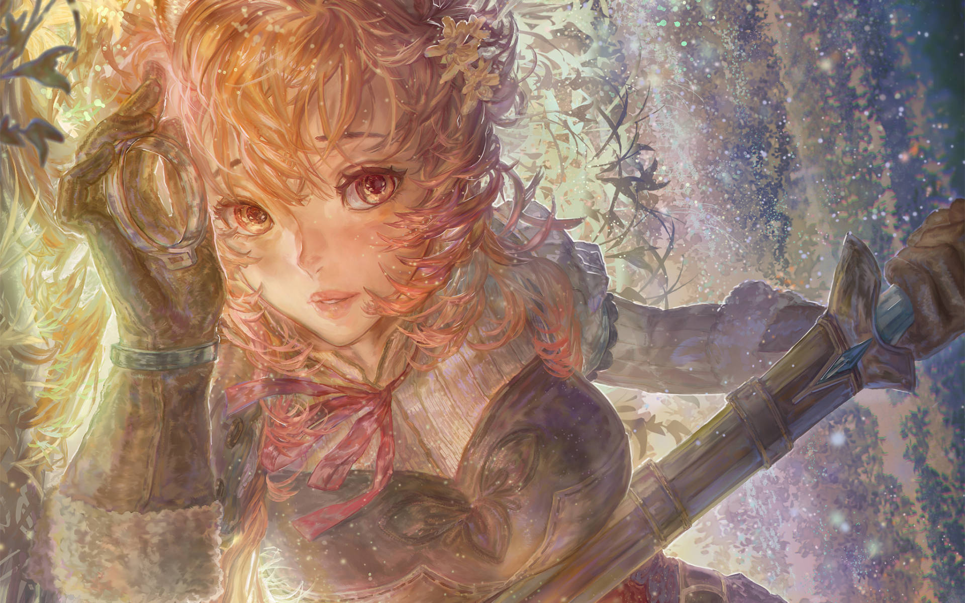 Raphtalia, fiery orange hair, red eyes, Full HD Desktop Wallpaper