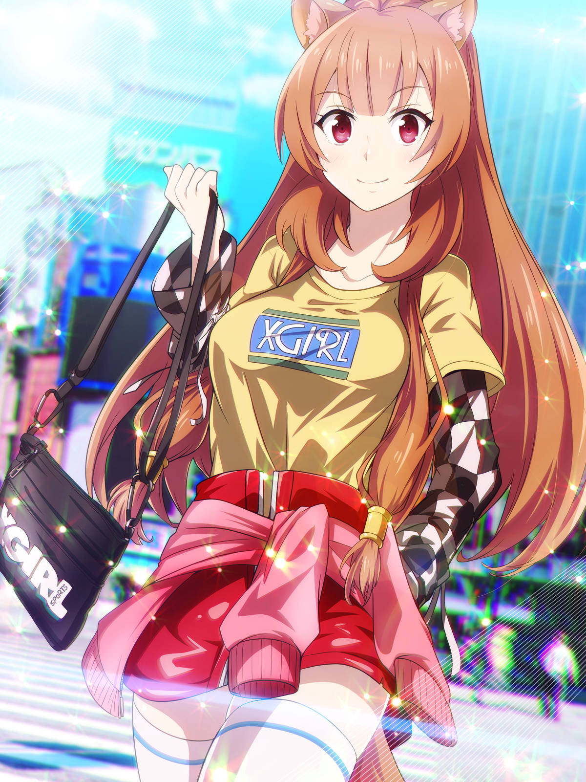 Raphtalia, neon city backdrop, cat ears, HD Phone Wallpaper