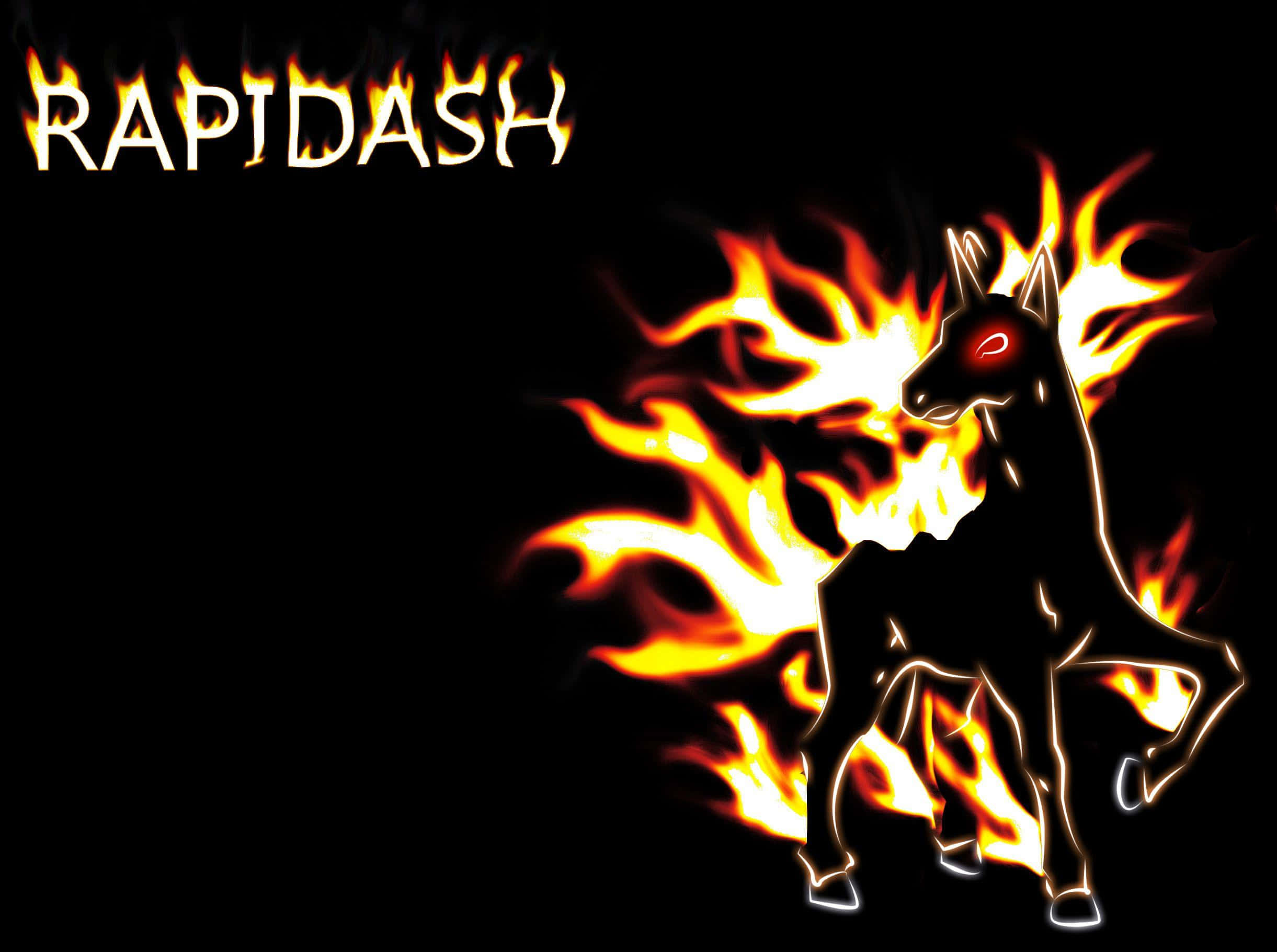 Rapidash, fiery silhouette, glowing red eyes, Full HD Desktop Wallpaper