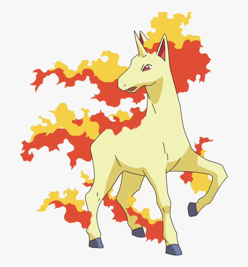 Rapidash, flaming, cream-colored, SD Phone Wallpaper