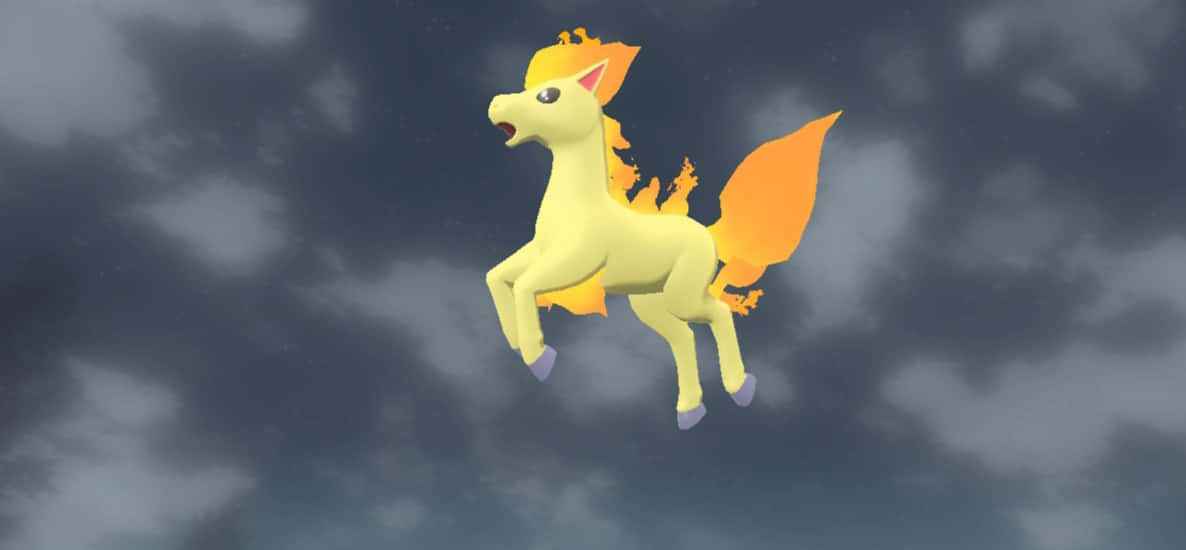 Rapidash, fire horse, glowing yellow and orange, SD Desktop Wallpaper
