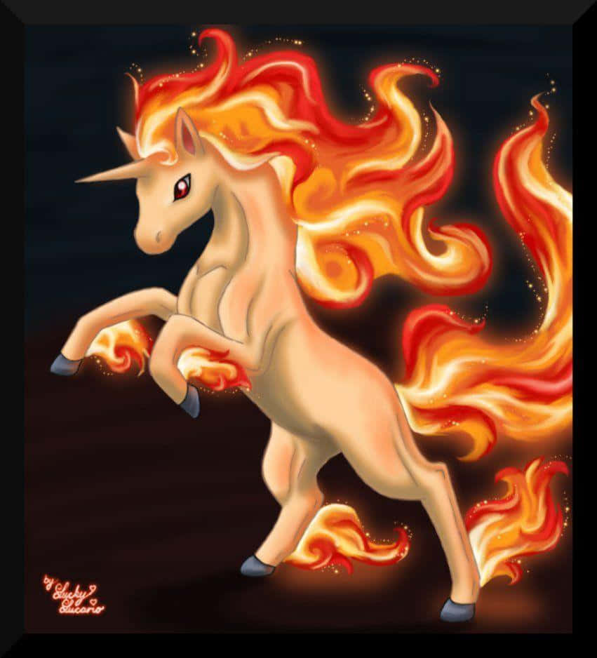 Rapidash, blazing flames, orange flames, SD Phone Wallpaper