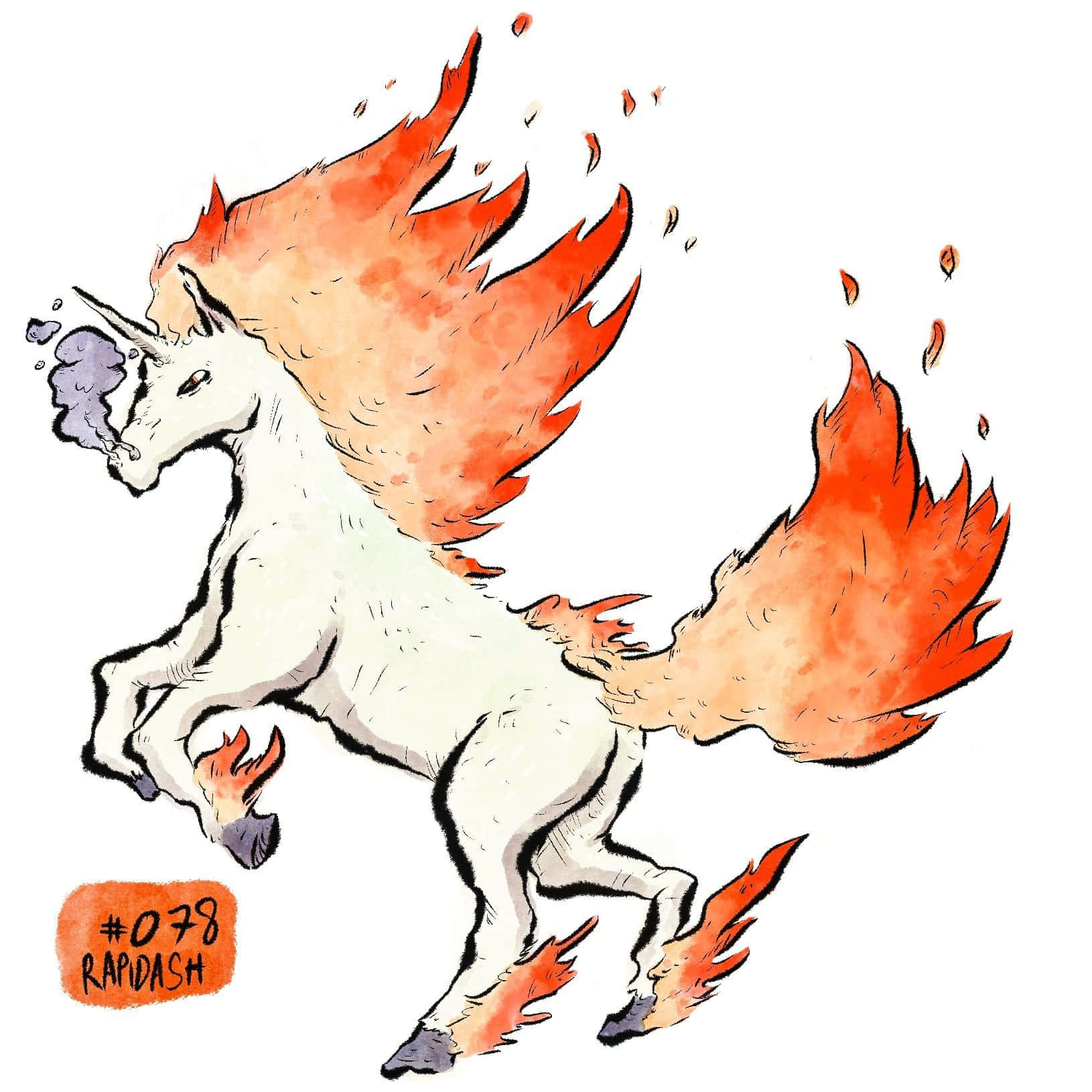 Rapidash, fiery orange mane, fiery orange tail, HD Desktop Wallpaper
