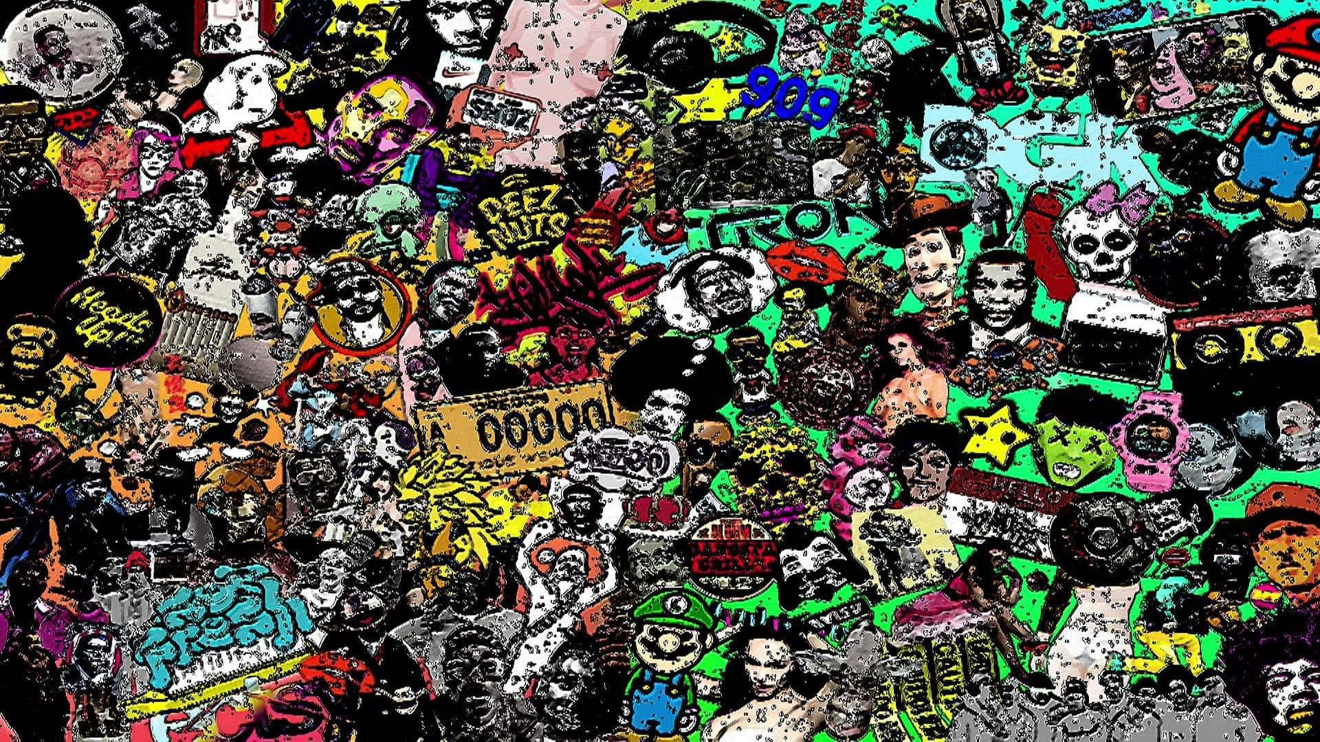 cartoon characters, colorful, graffiti style, Full HD Desktop Wallpaper