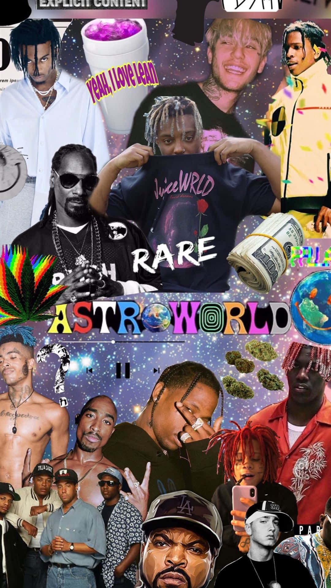 Rapper Collage, hip-hop artists, starry background, Full HD Phone Wallpaper