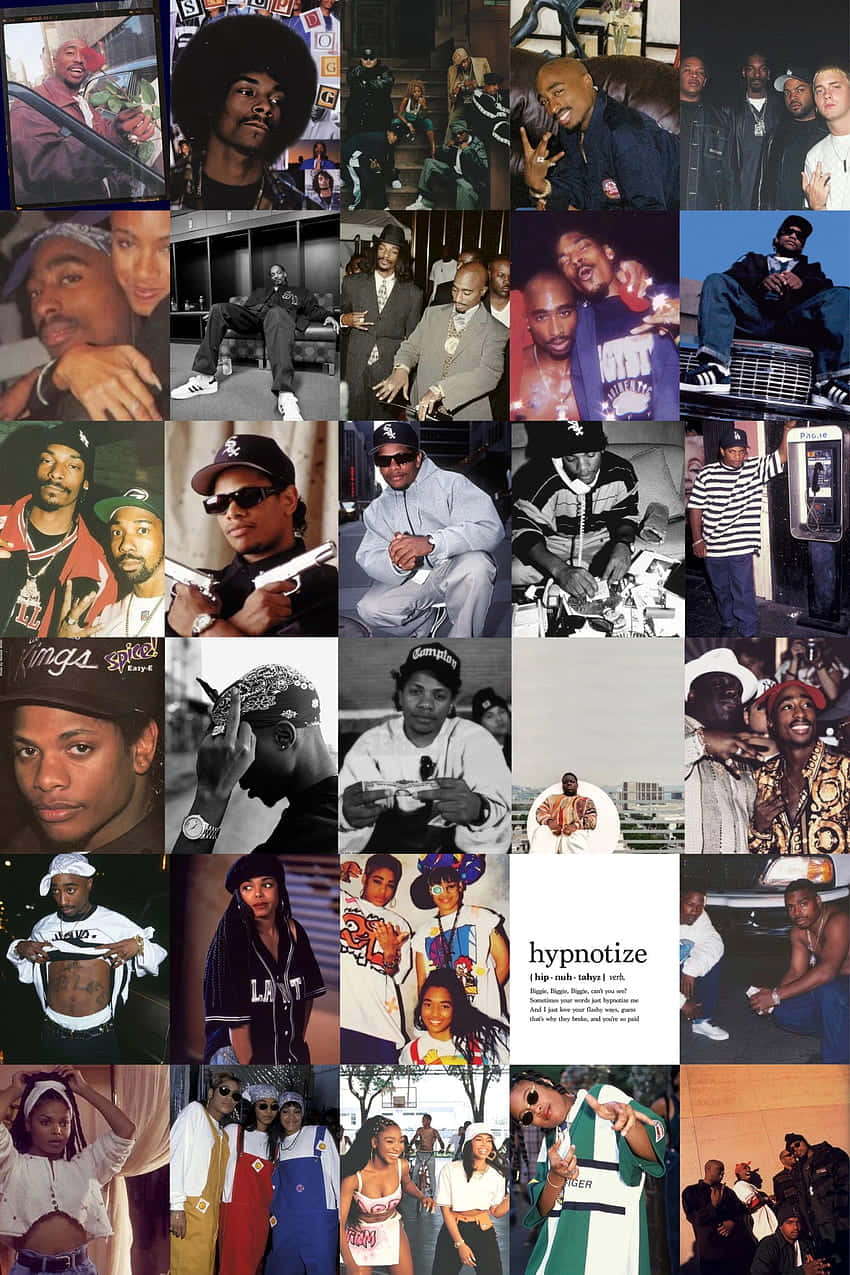 90s hip-hop artists, urban settings, collage, SD Phone Wallpaper