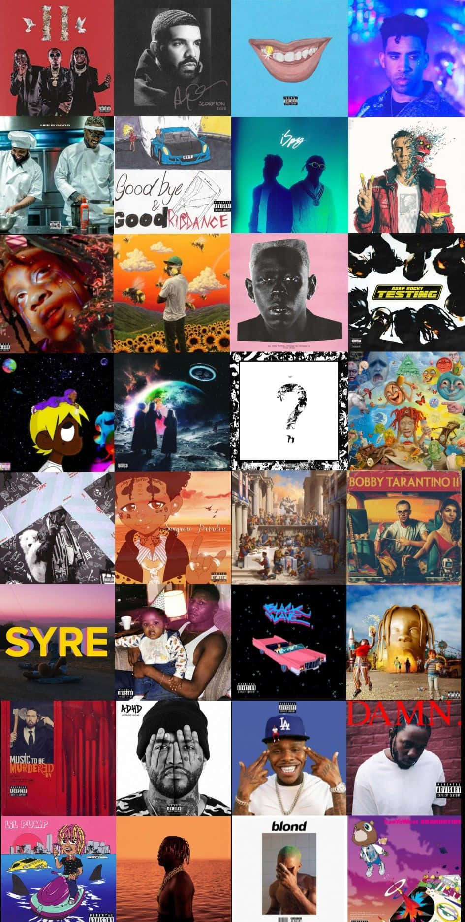 Rap Collage, album covers, diverse artists, HD Phone Wallpaper
