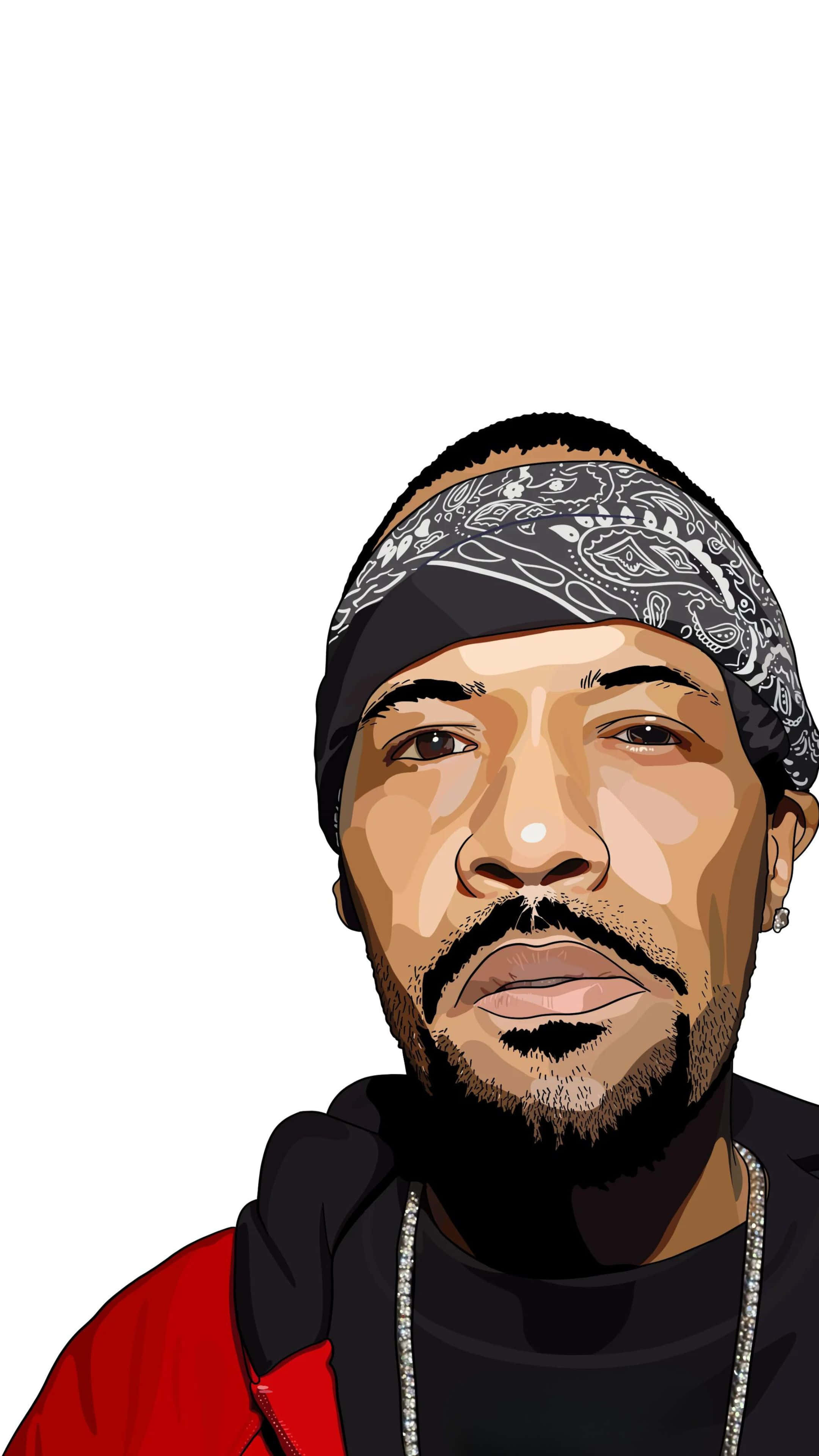 hip hop artist, black and white patterned bandana, red hoodie, 4K Phone Wallpaper
