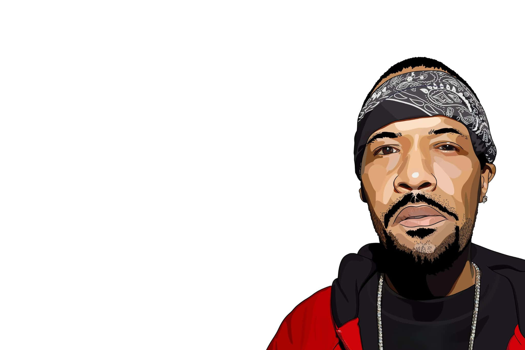 hip hop artist, black and white bandana, red jacket, Full HD Desktop Wallpaper