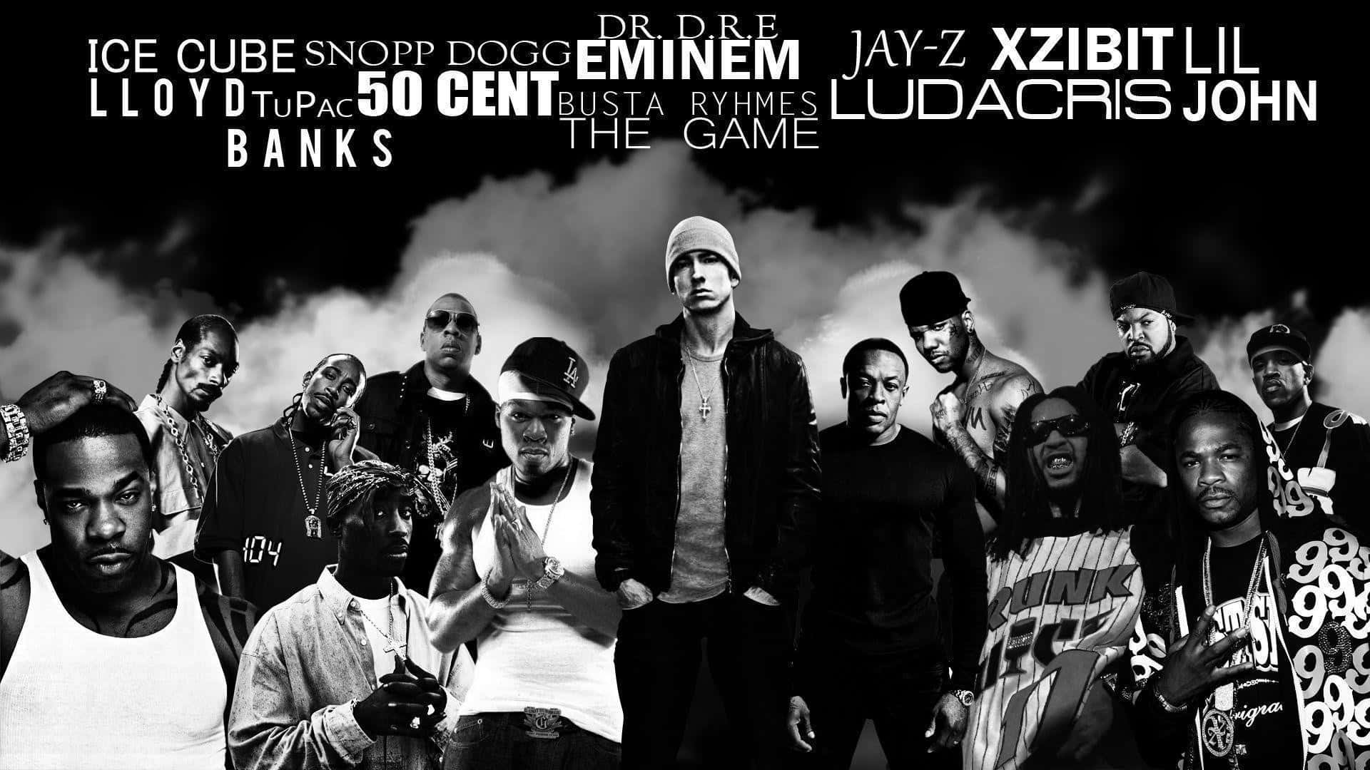 Rapper Pc, black and white, group portrait, Full HD Desktop Wallpaper