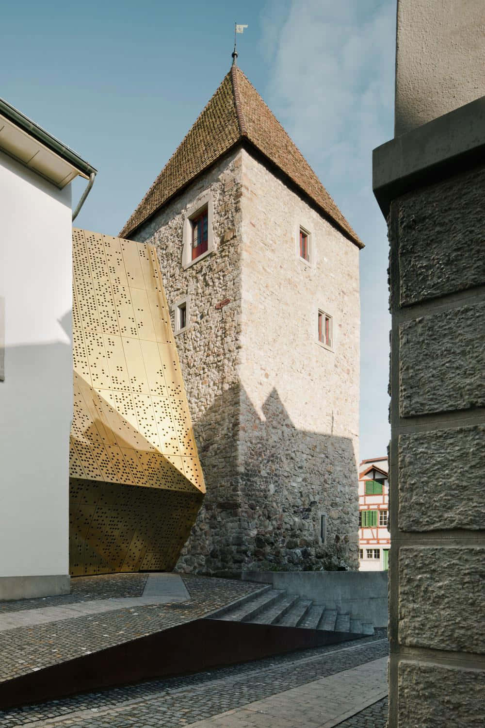 Rapperswil-Jona, historic stone tower, brown roof, HD Phone Wallpaper
