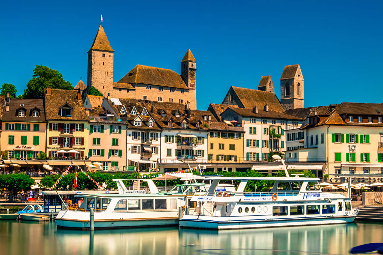 Rapperswil Jona, lakefront, castle, HD Desktop Wallpaper