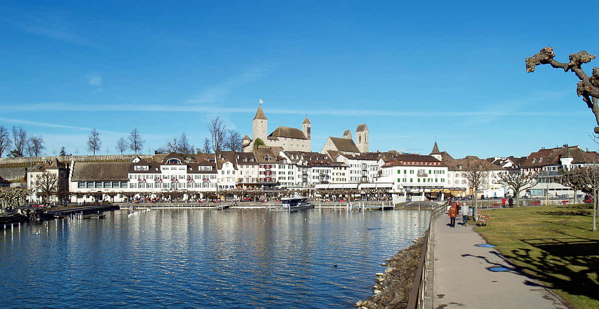 Rapperswil Jona, lakeside, historic buildings, SD Desktop Wallpaper