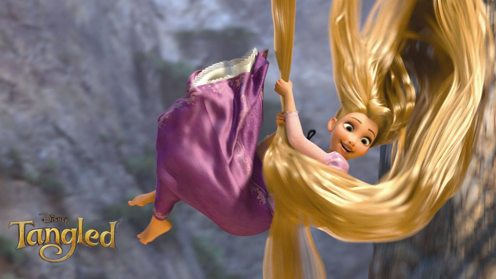 Rapunzel, golden hair, purple dress, Full HD Desktop Wallpaper