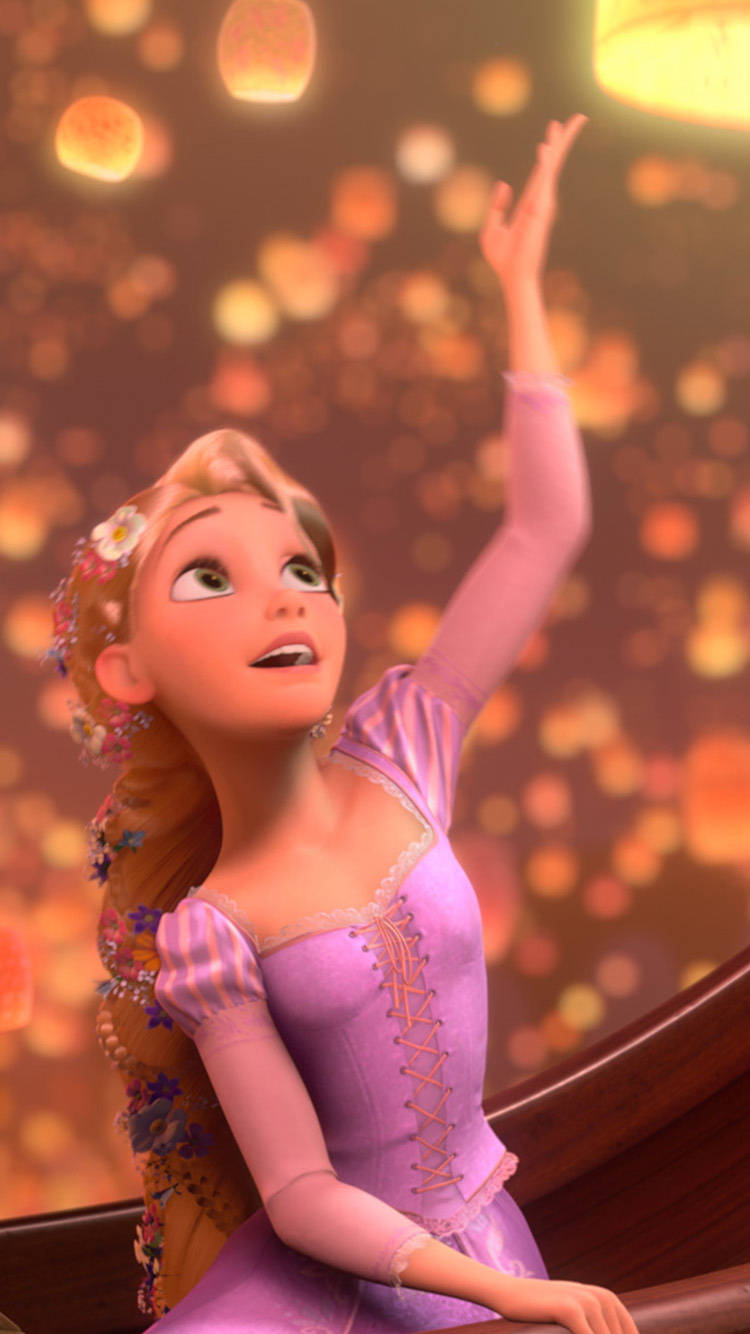 Rapunzel, lantern, purple gown, HD Phone Wallpaper