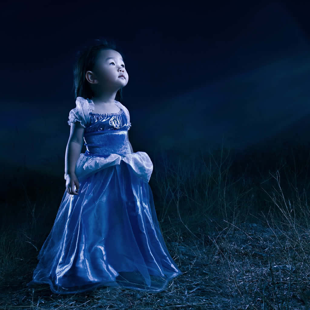 blue gown, shimmering blue princess dress, dark field, SD Desktop Wallpaper