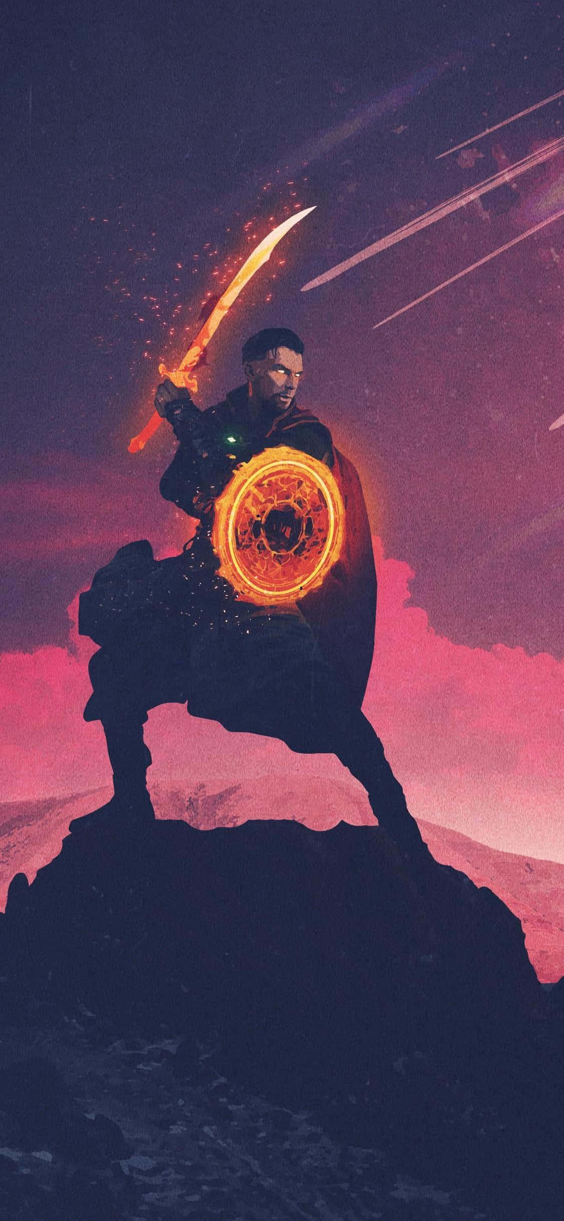 Rare Warrior, glowing sword, shield, Full HD Phone Wallpaper