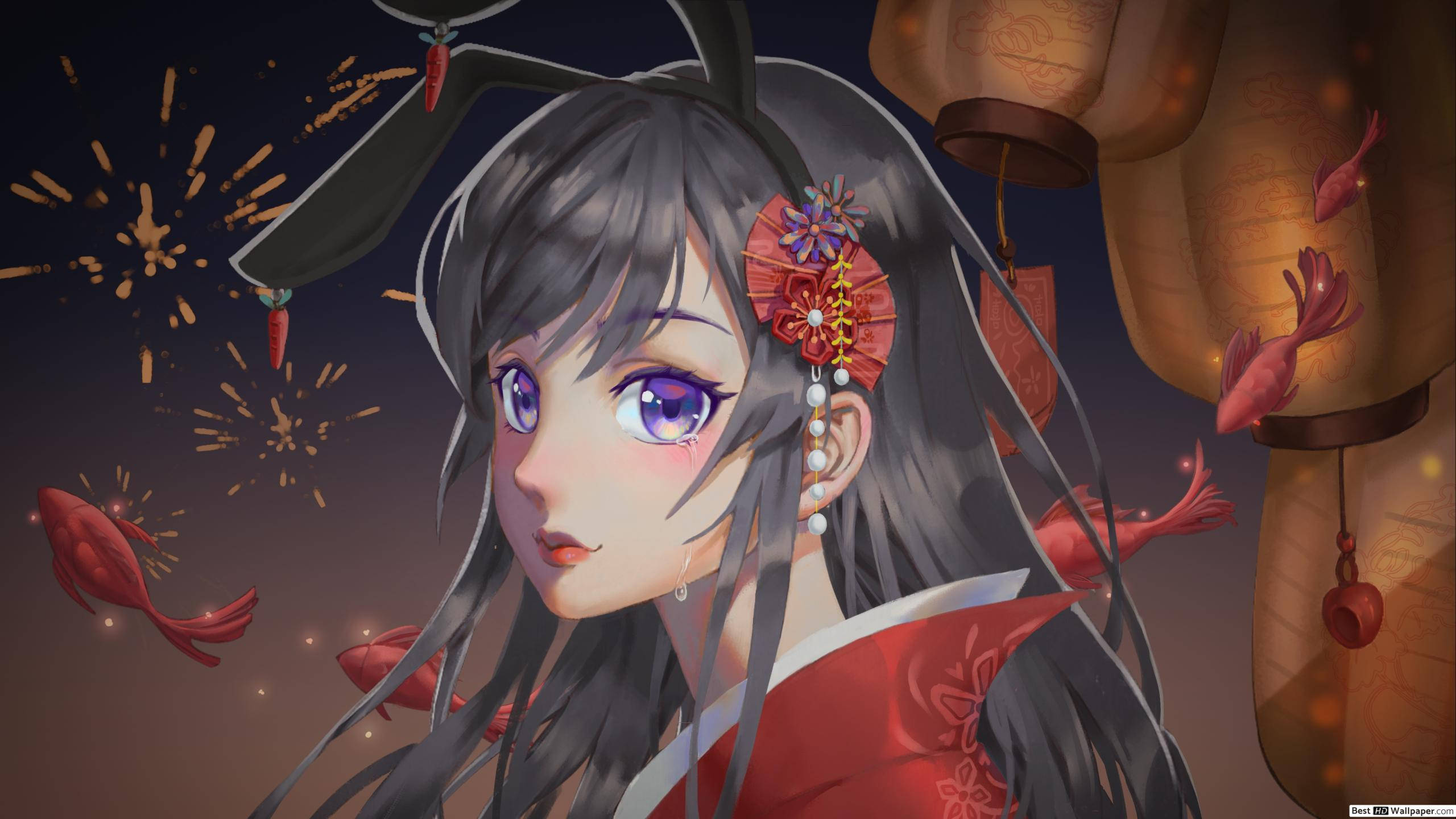 Rascal Does Not Dream Of Bunny Girl Senpai, purple eyes, grey hair, 2K Desktop Wallpaper