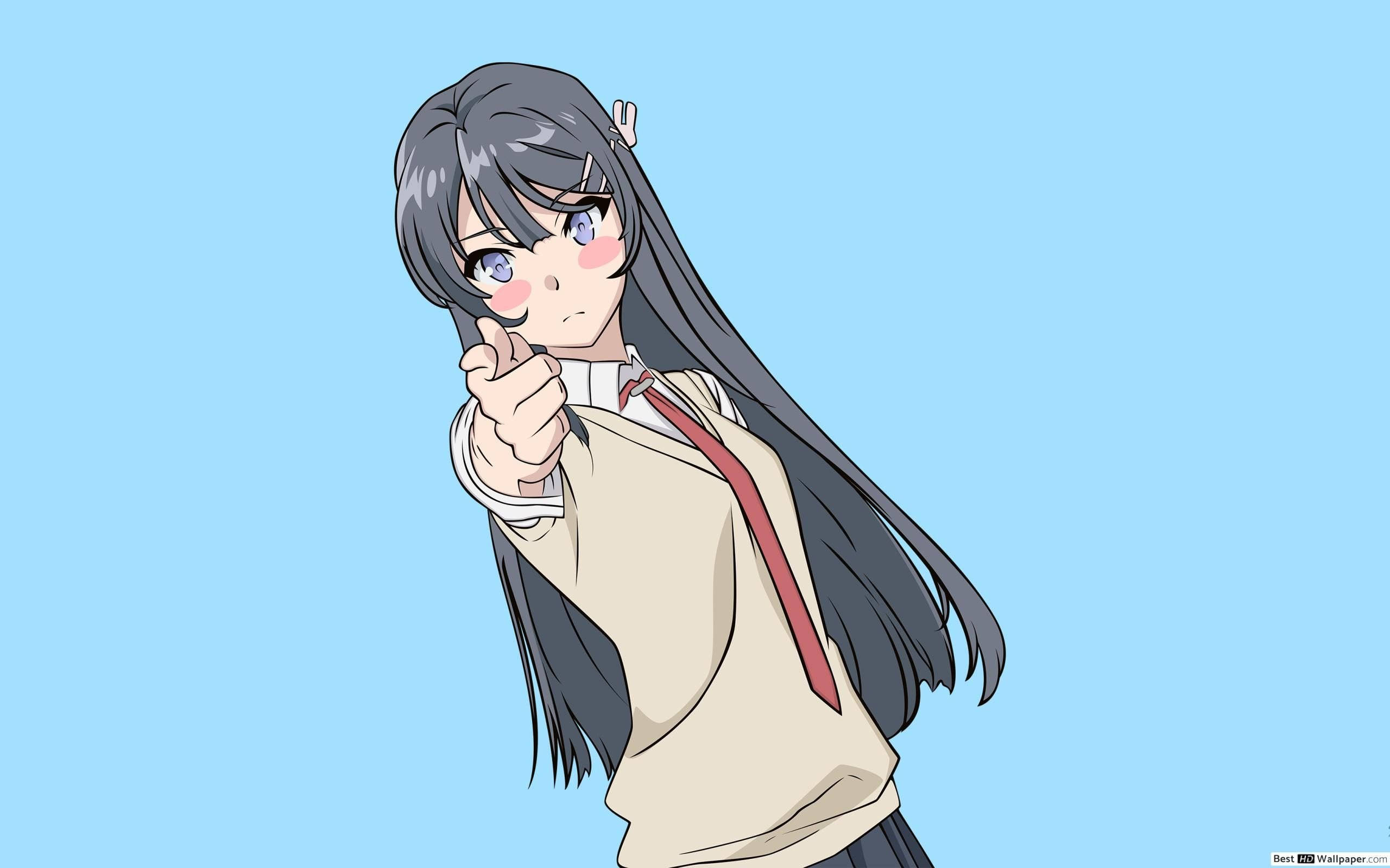 Rascal Does Not Dream Of Bunny Girl Senpai, gray hair, blue eyes, 2K Desktop Wallpaper