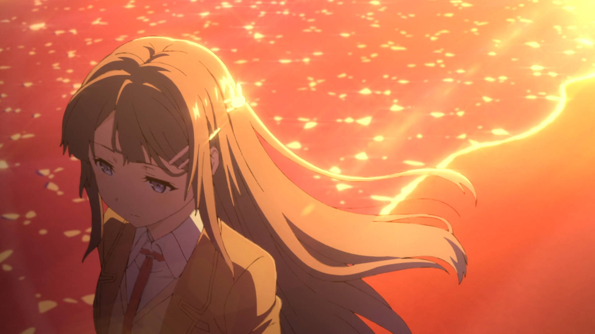 Rascal Does Not Dream Of Bunny Girl Senpai, beach, glowing orange sunset, Full HD Desktop Wallpaper