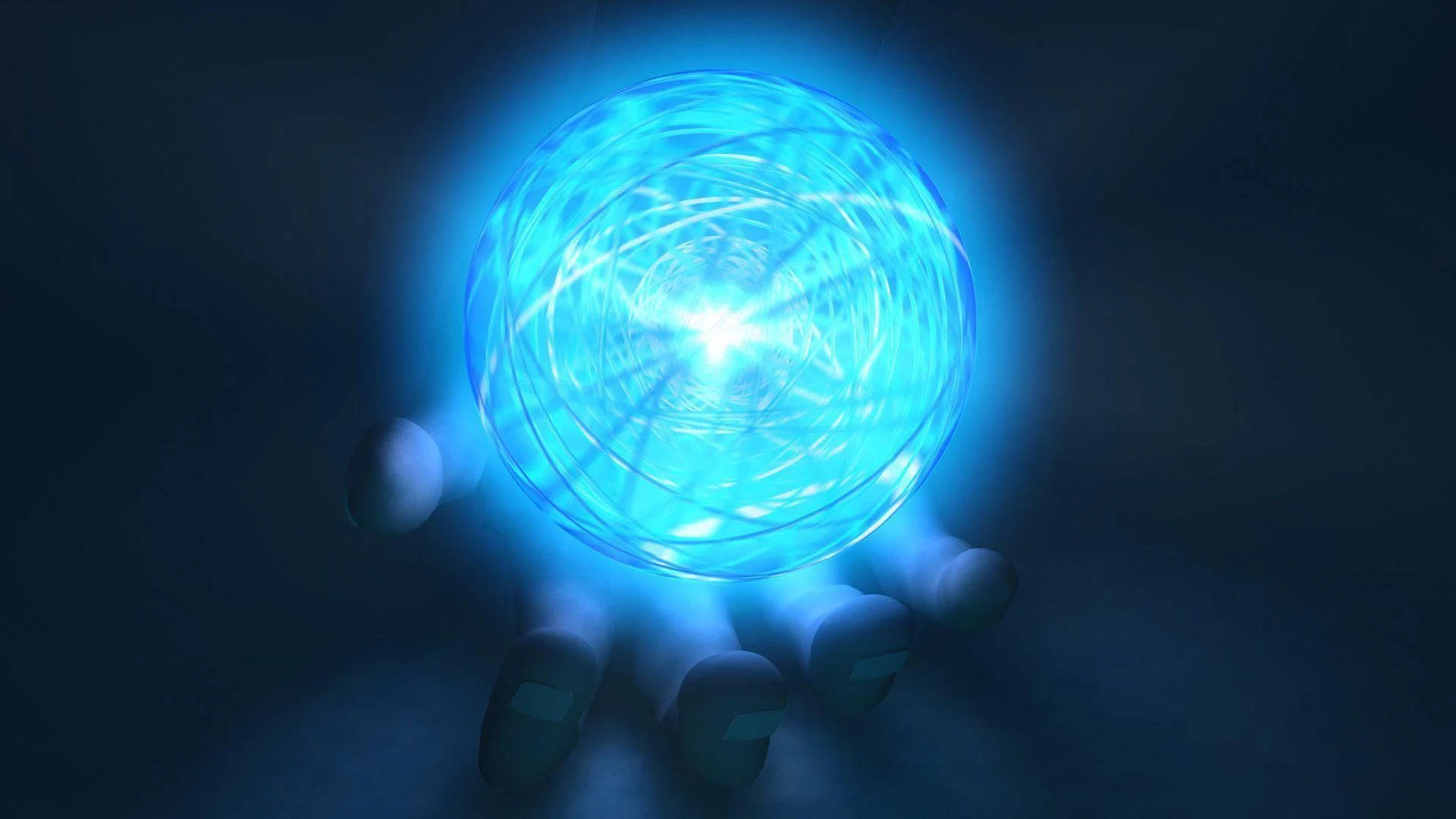 Rasengan, glowing blue energy sphere, outstretched hands, Full HD Desktop Wallpaper