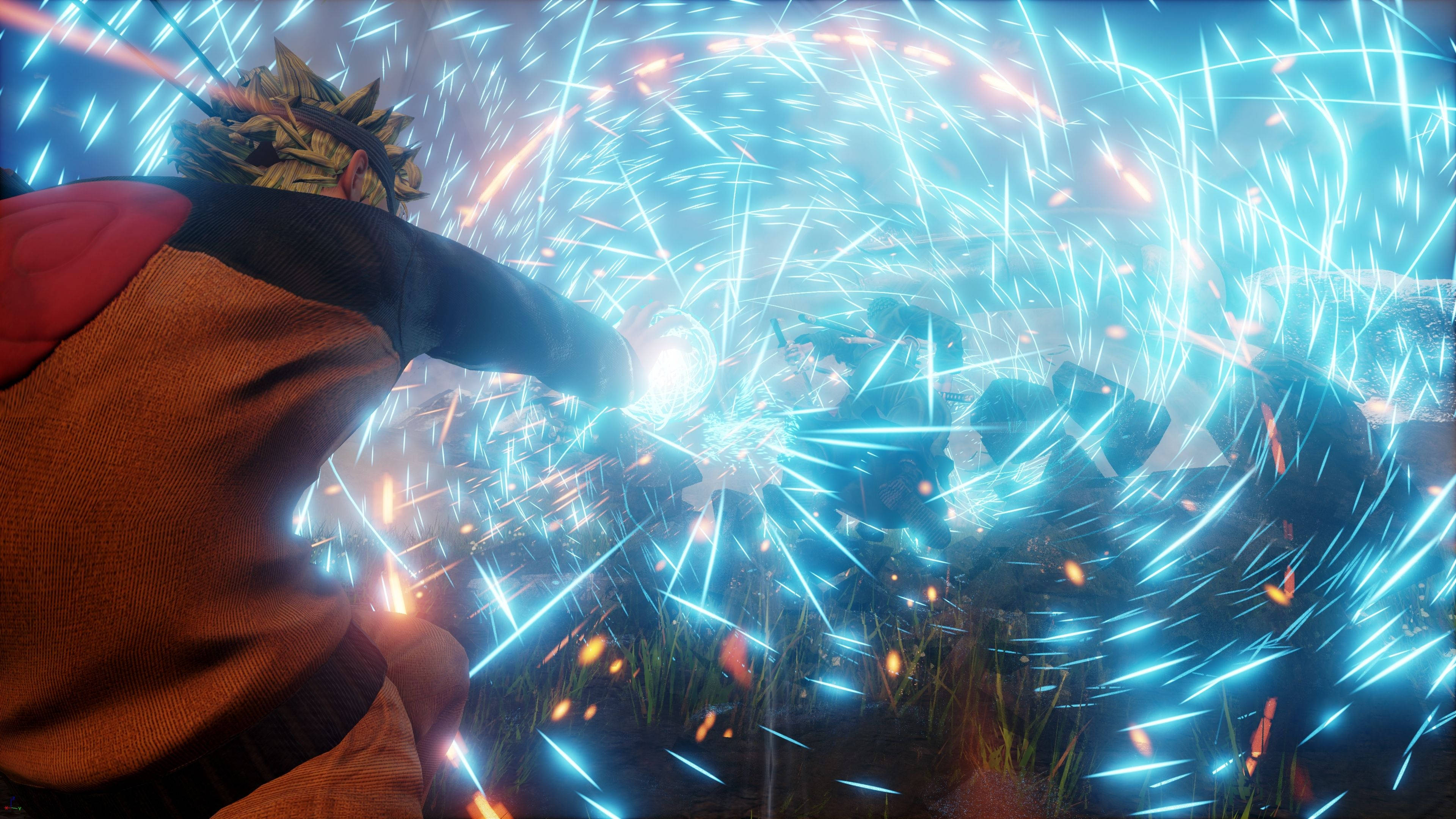 Rasengan, blue sparks, glowing blue energy blast, 4K Desktop Wallpaper