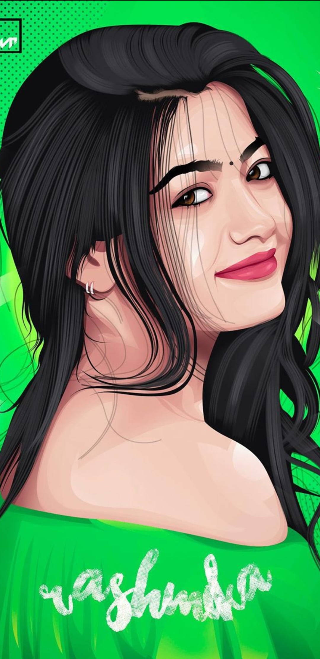 Rashmika Mandanna, Telugu Heroines, cartoon, Full HD Phone Wallpaper