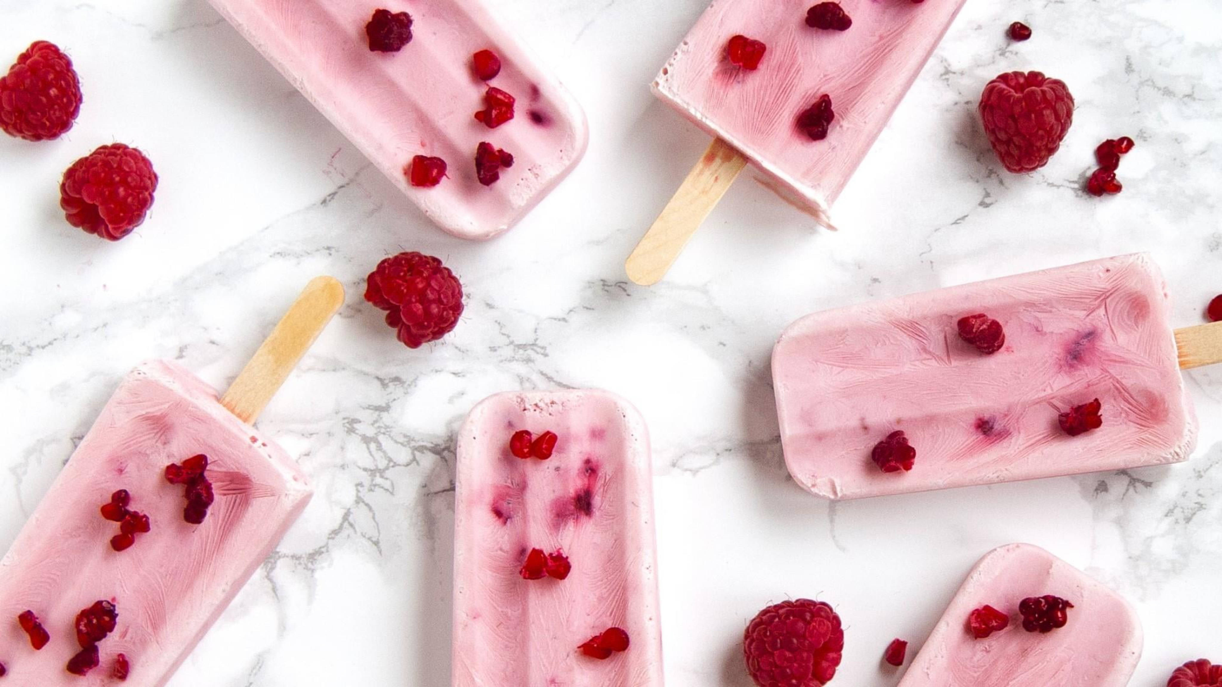 raspberry popsicles, pink, fresh berries, 4K Desktop Wallpaper