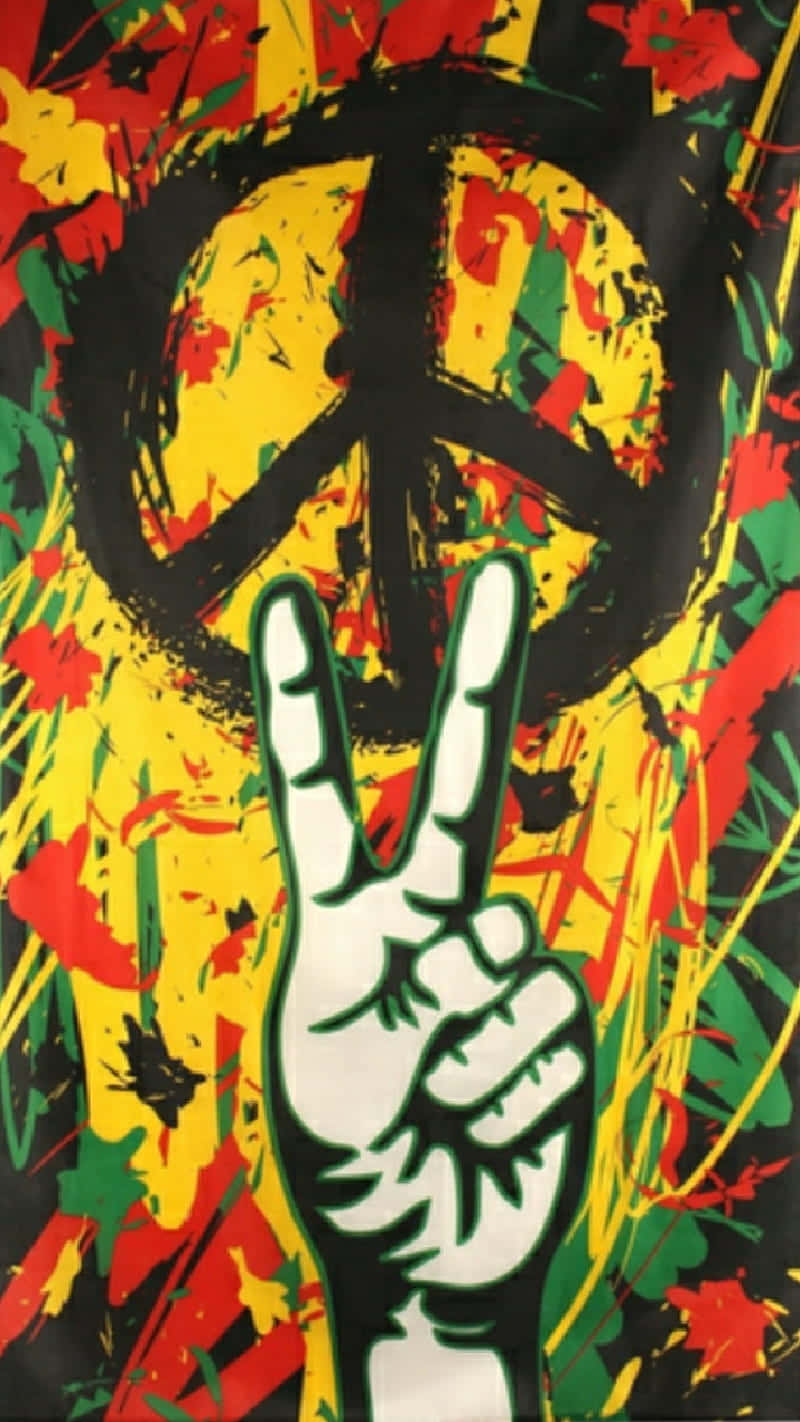 Rasta, peace sign, vibrant red yellow and green, HD Phone Wallpaper