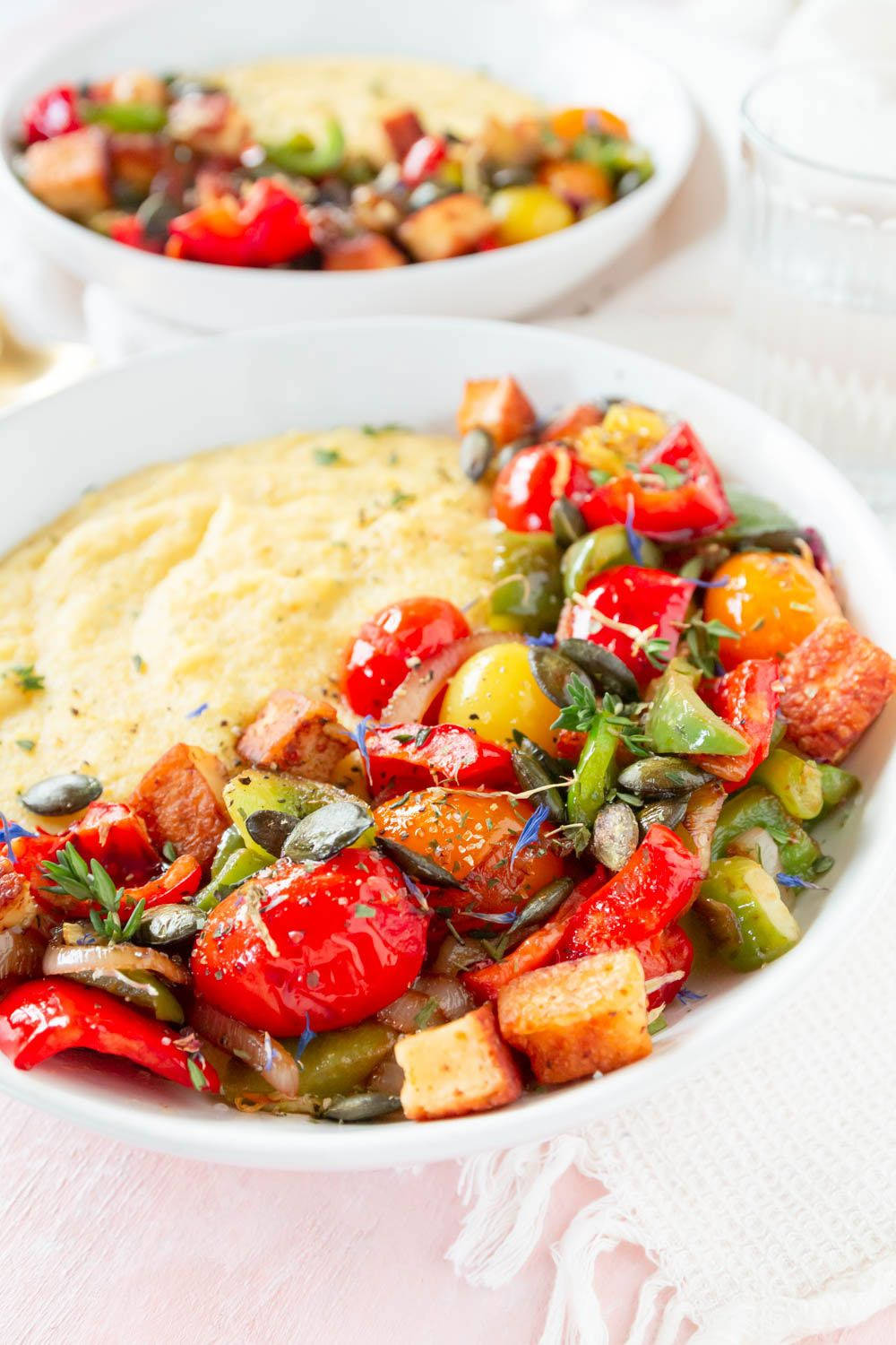 Ratatouille, polenta dish, roasted vegetables, HD Phone Wallpaper
