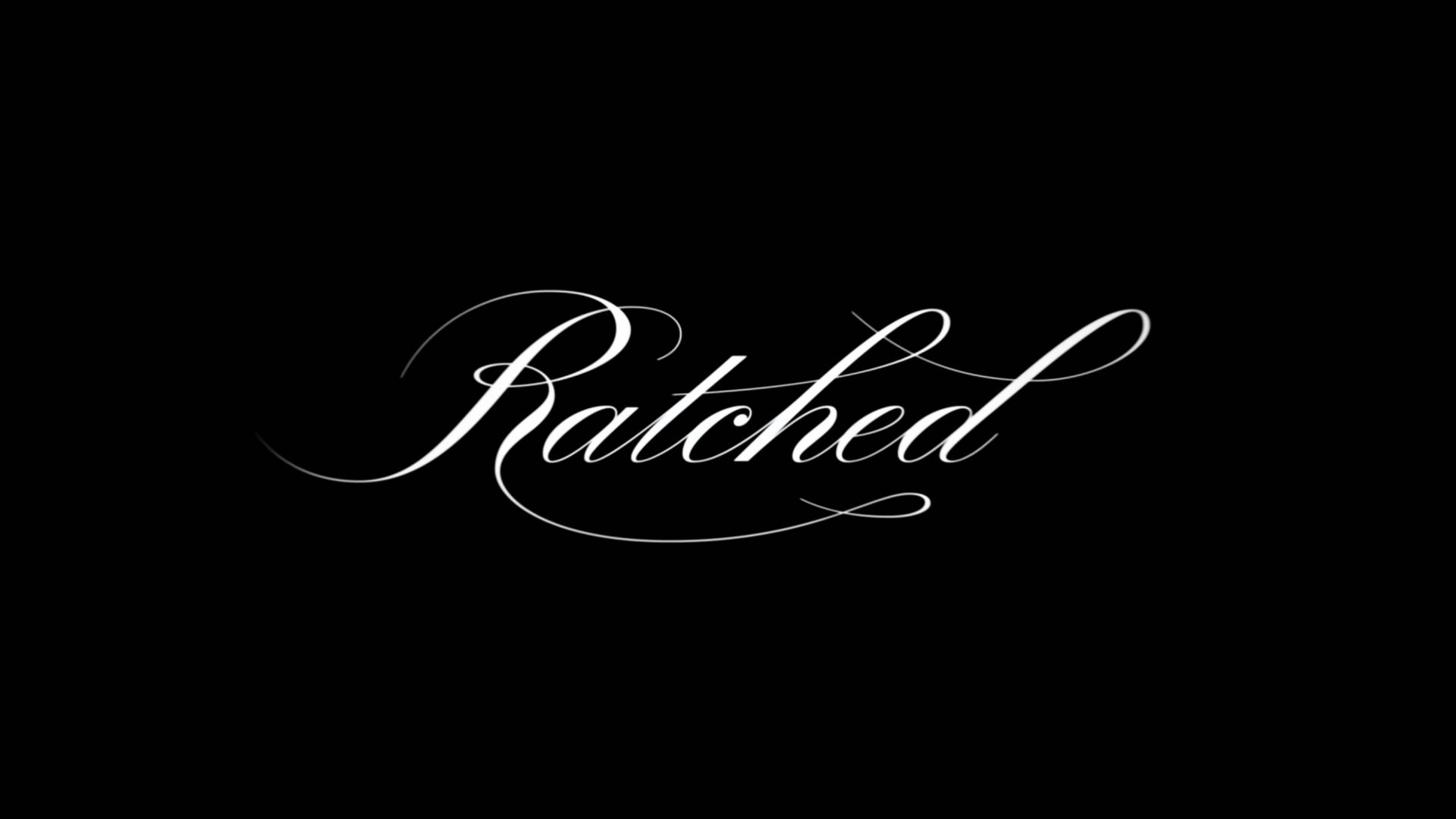 Ratched, white cursive script, solid black background, Full HD Desktop Wallpaper