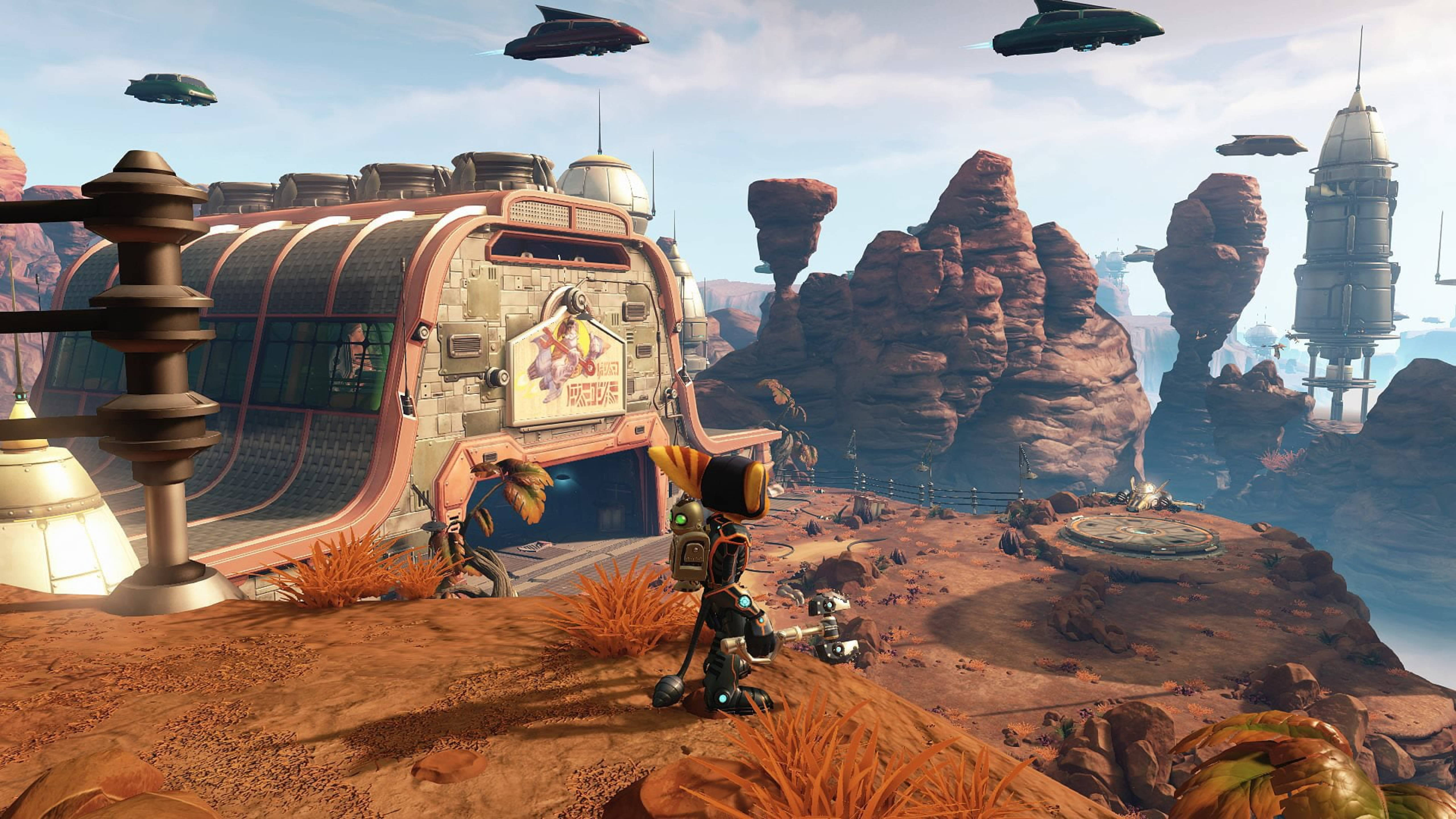 Ratchet and Clank, hangar, futuristic train station, 5K Desktop Wallpaper
