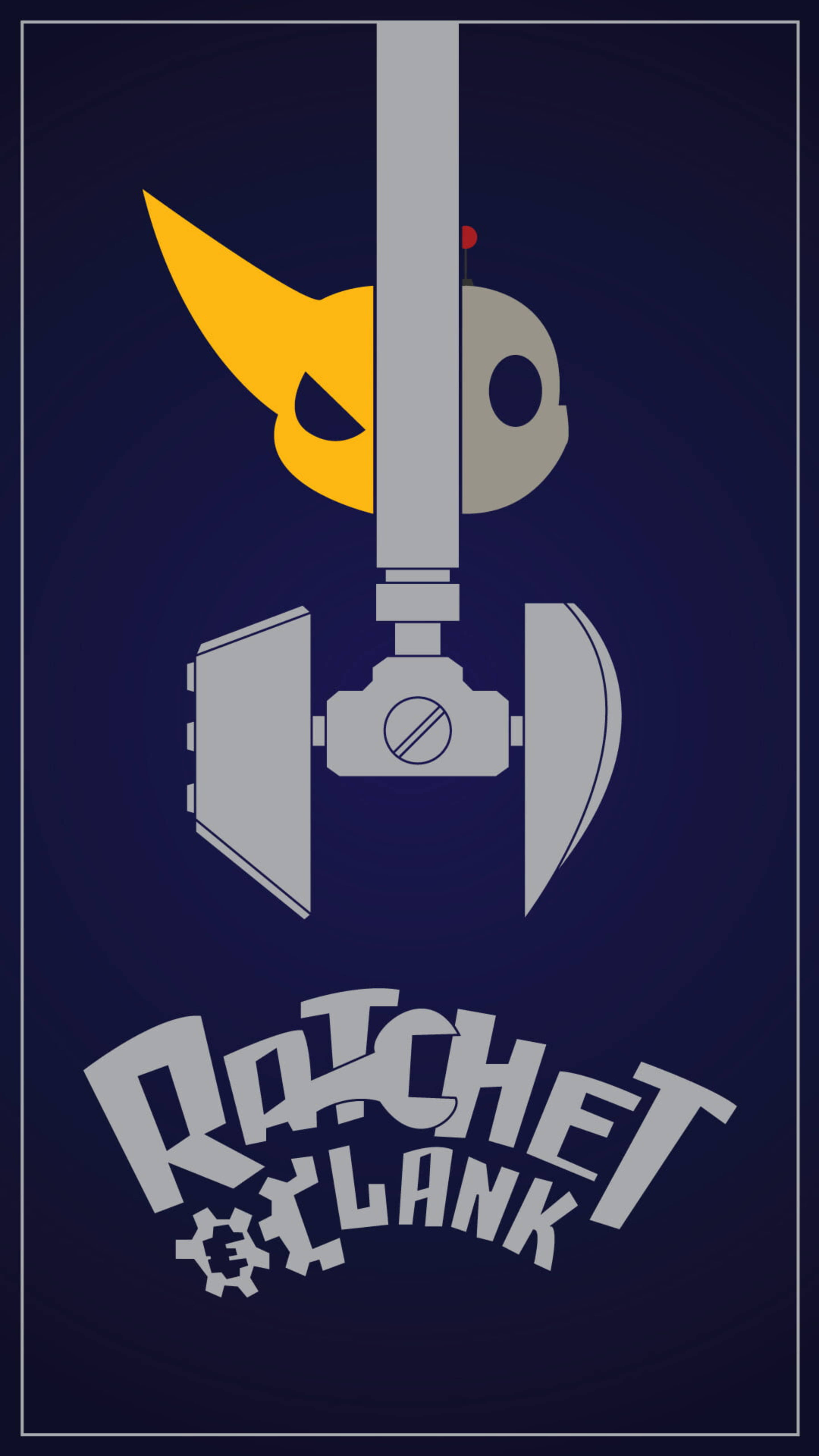 Ratchet and Clank, yellow wrench, gray robot arm, 5K Phone Wallpaper