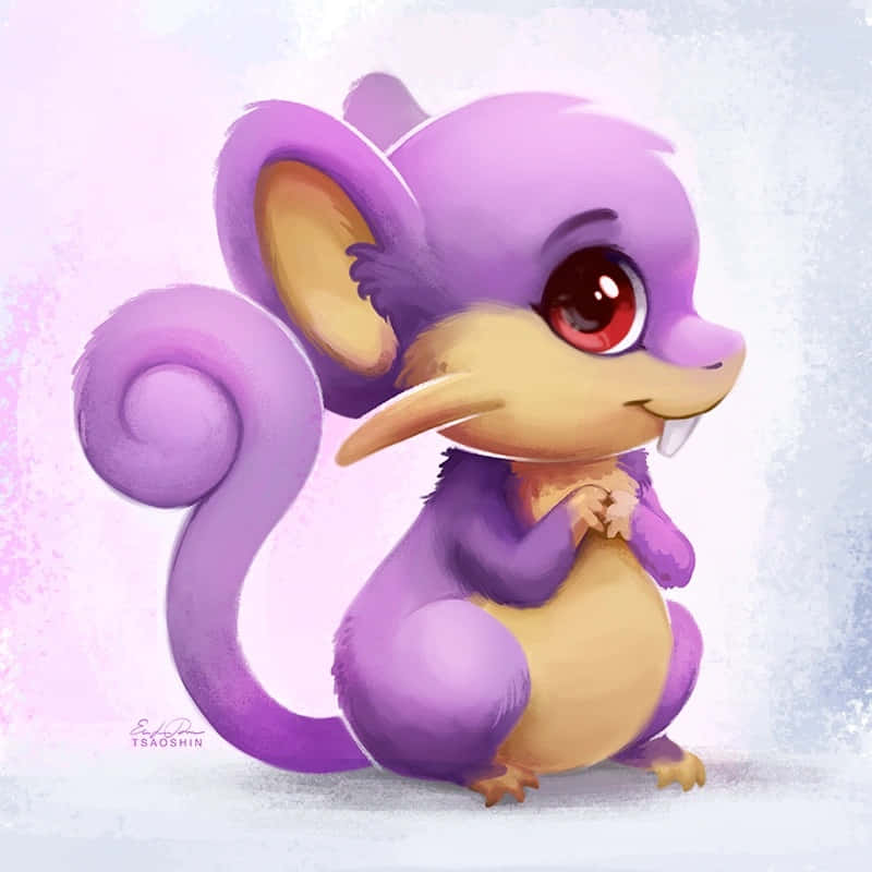 Rattata, purple fur, round shiny red eyes, SD Desktop Wallpaper