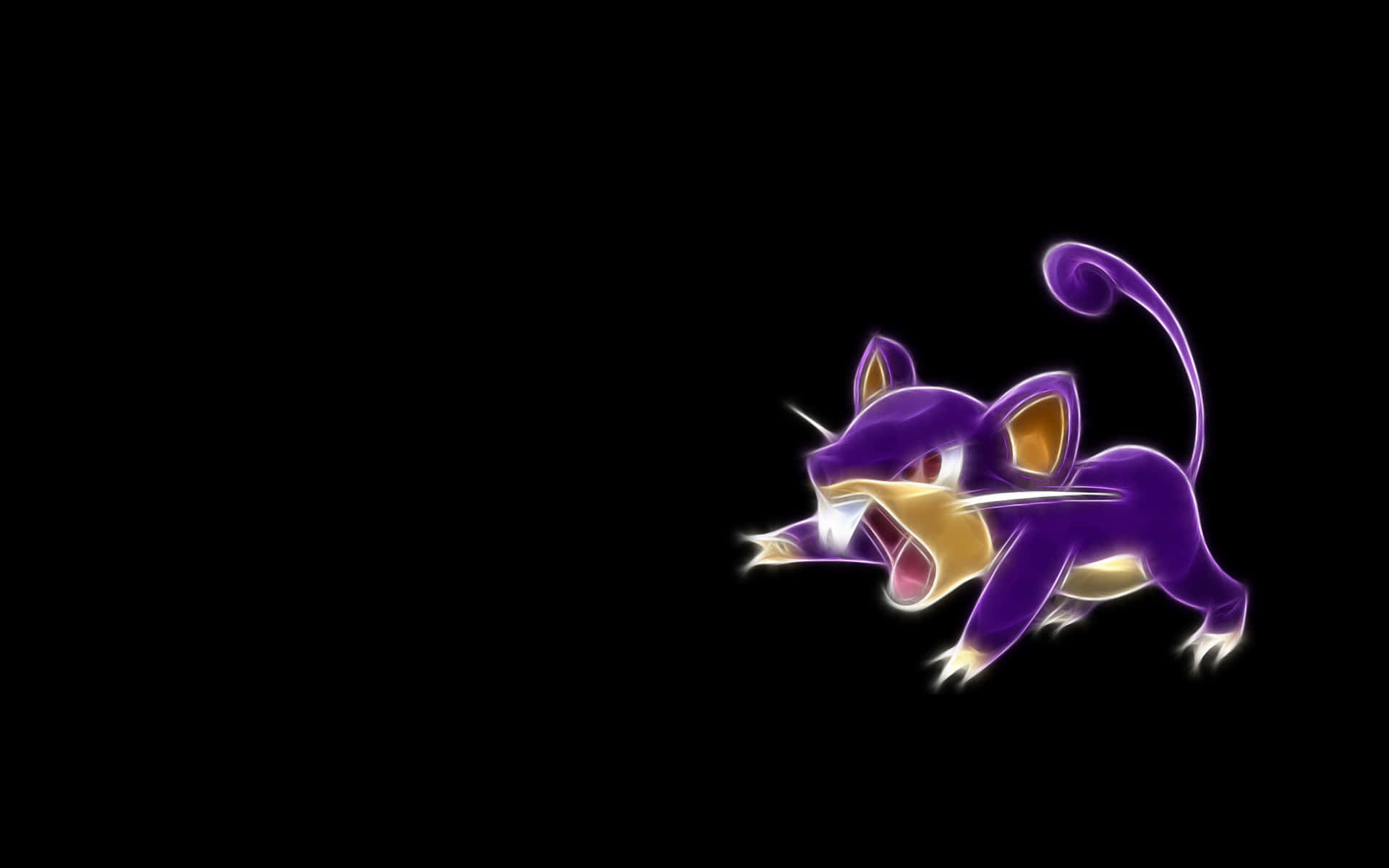 Rattata, glowing purple, sharp teeth, Full HD Desktop Wallpaper