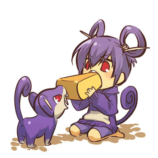Rattata, purple hair, red eyes, SD Desktop Wallpaper