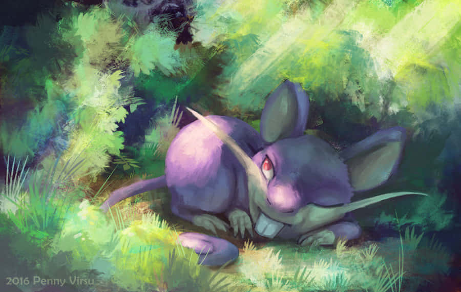 Rattata, purple, red eyes, SD Desktop Wallpaper