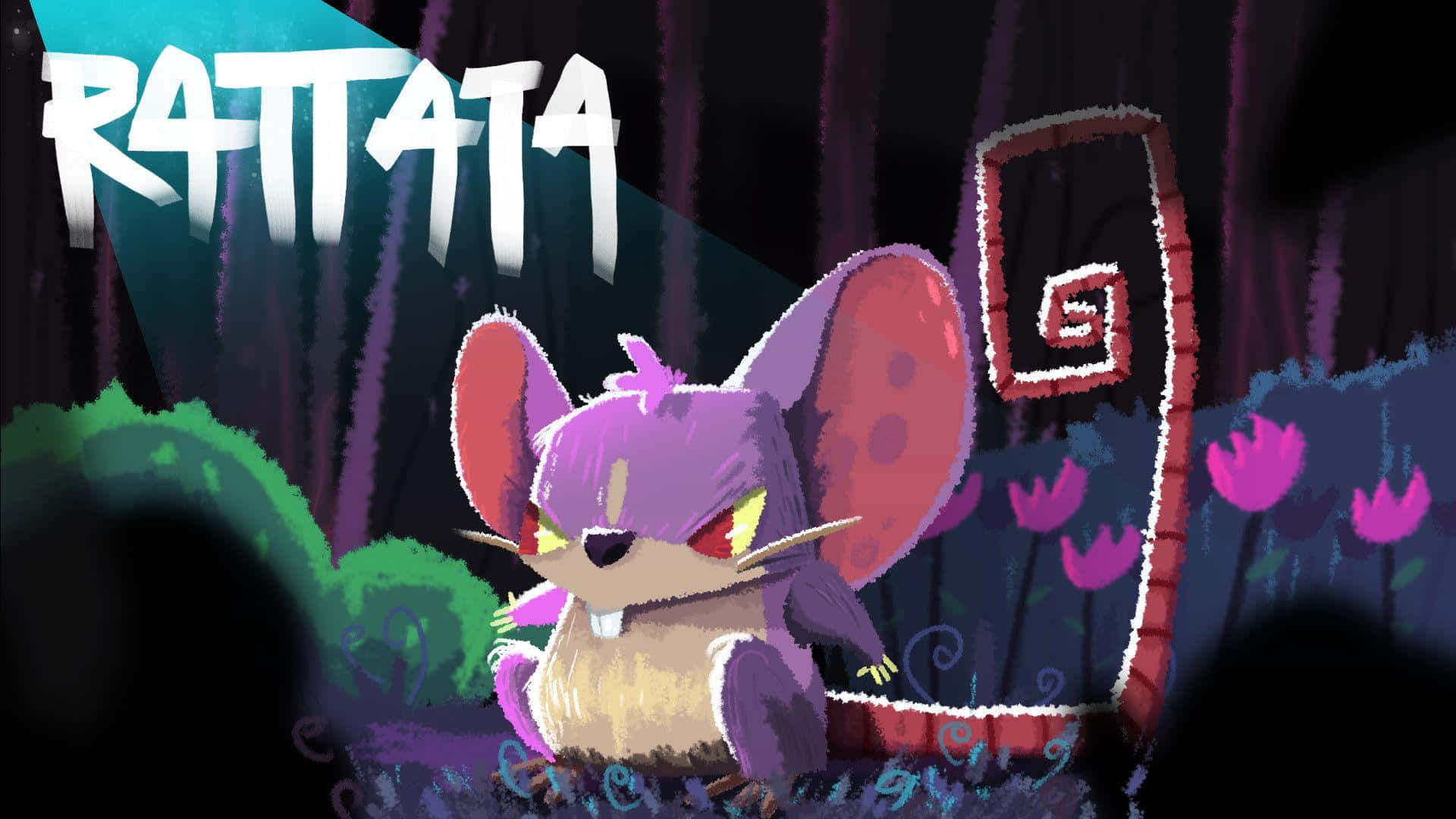 Rattata, purple rat, glowing yellow eyes, Full HD Desktop Wallpaper