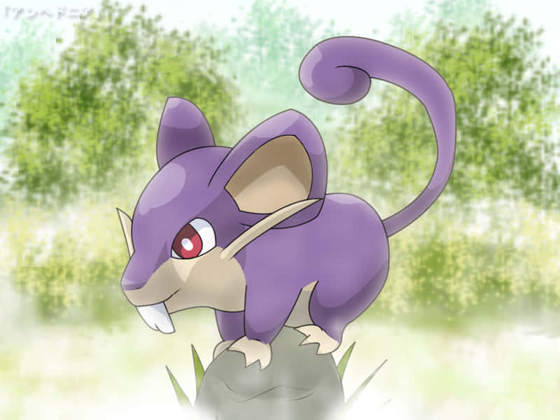 Rattata, purple mouse-like, red eyes, SD Desktop Wallpaper