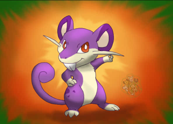Rattata, purple and white, red eyes, SD Desktop Wallpaper