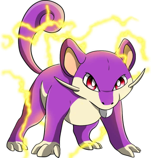 Rattata, yellow electricity, white background, SD Phone Wallpaper