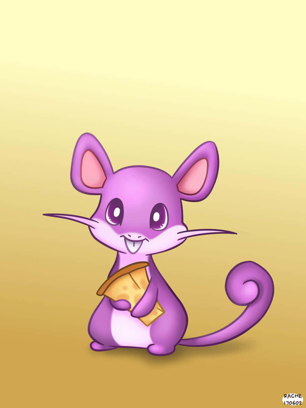 Rattata, cheese, yellow background, HD Phone Wallpaper