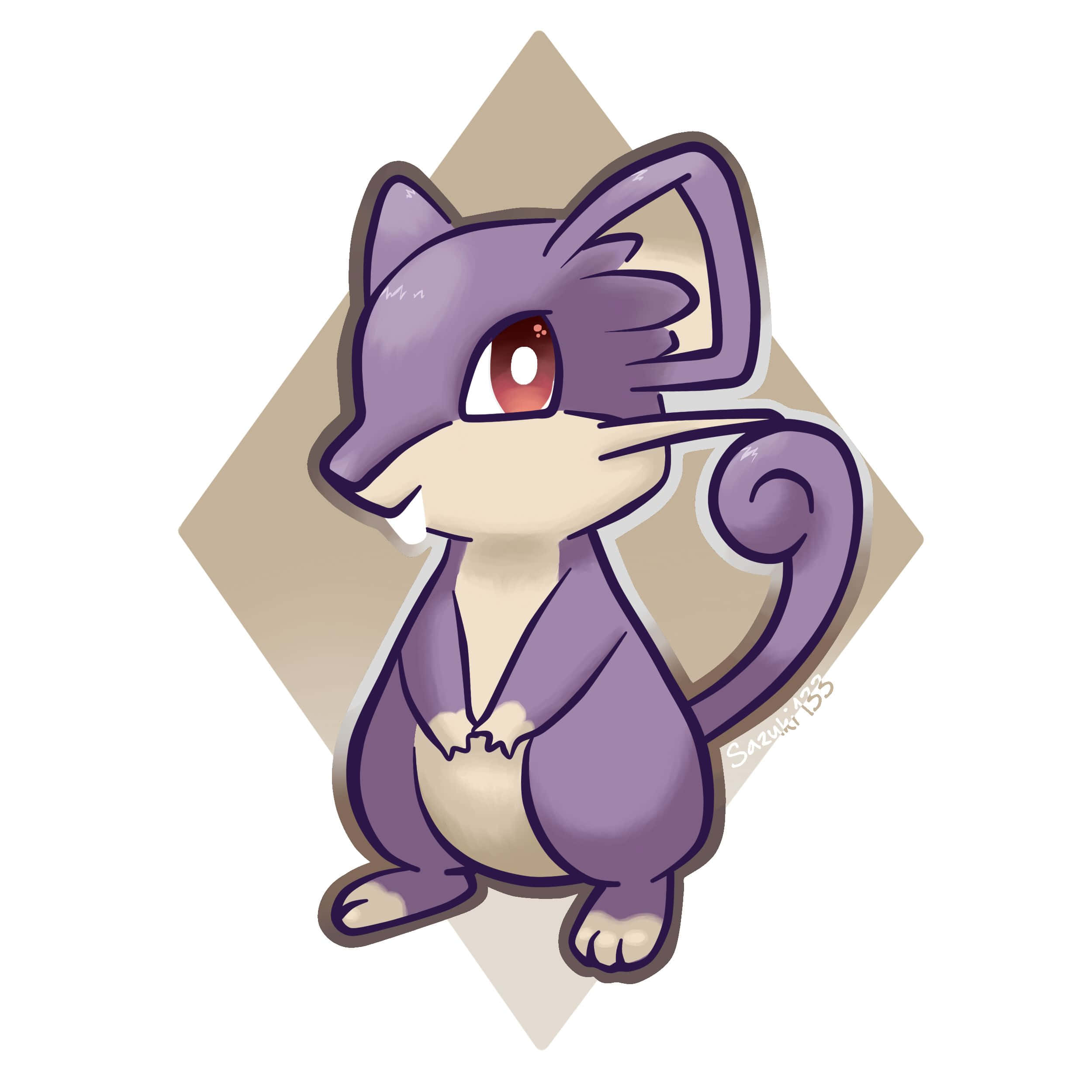 Rattata, purple fur, red eyes, Full HD Desktop Wallpaper