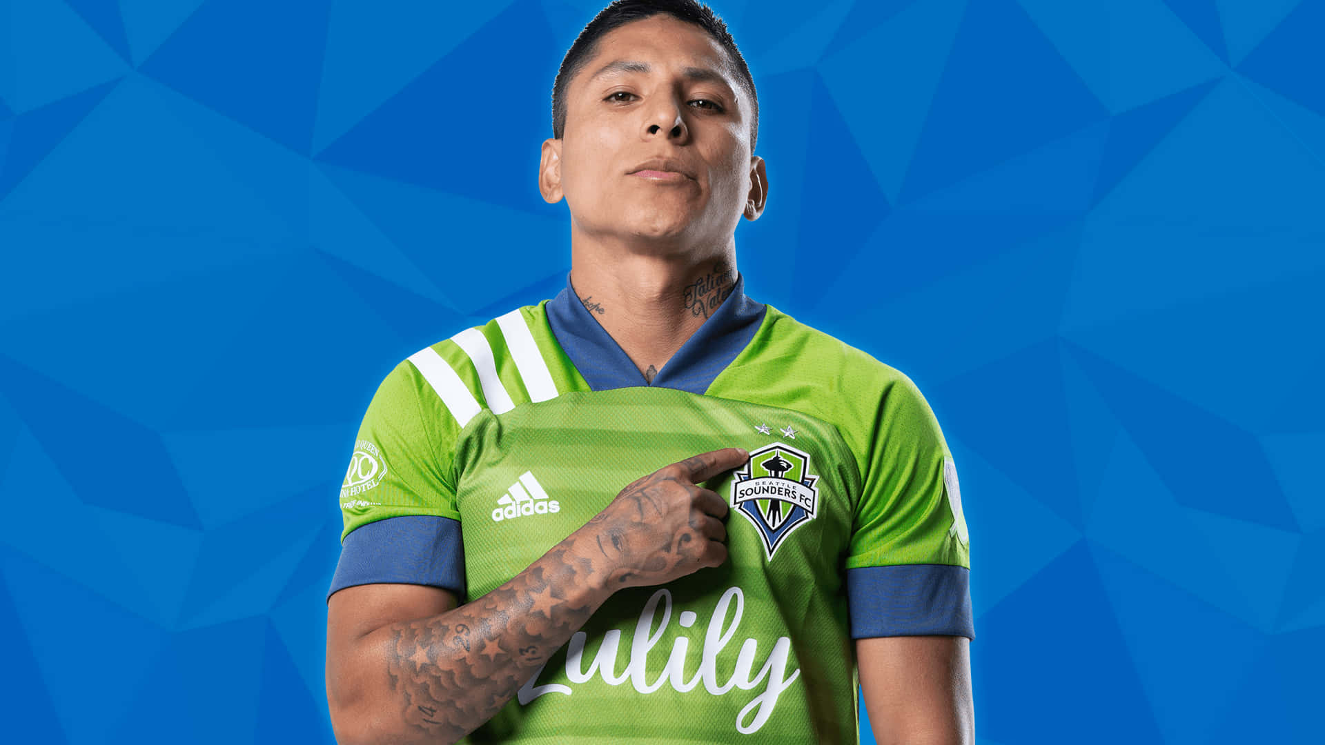 Raul Ruidiaz, green jersey, team logo, Full HD Desktop Wallpaper