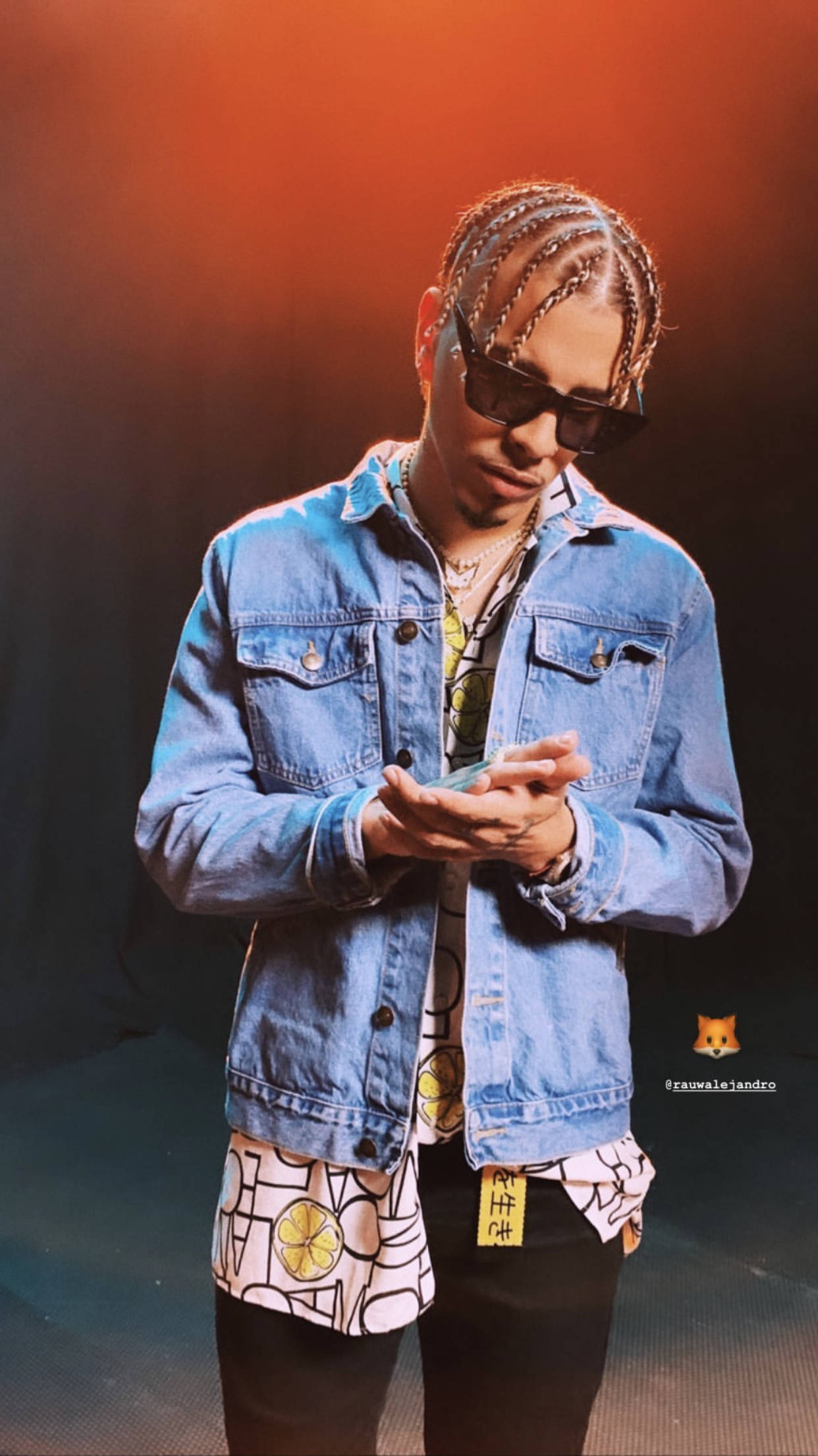 Rauw Alejandro, denim jacket, braided hair, Full HD Phone Wallpaper